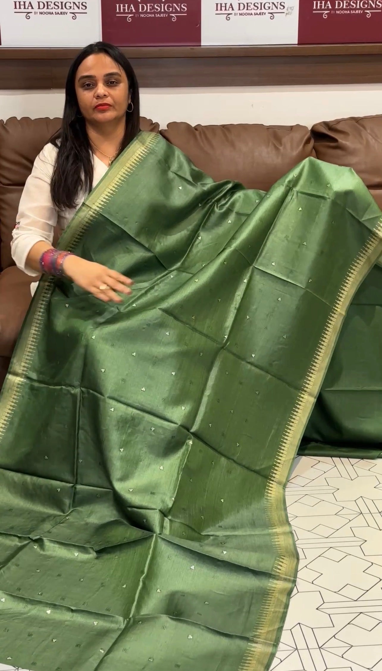 HANDLOOM TUSSUR SILK SAREES - IHA 31571