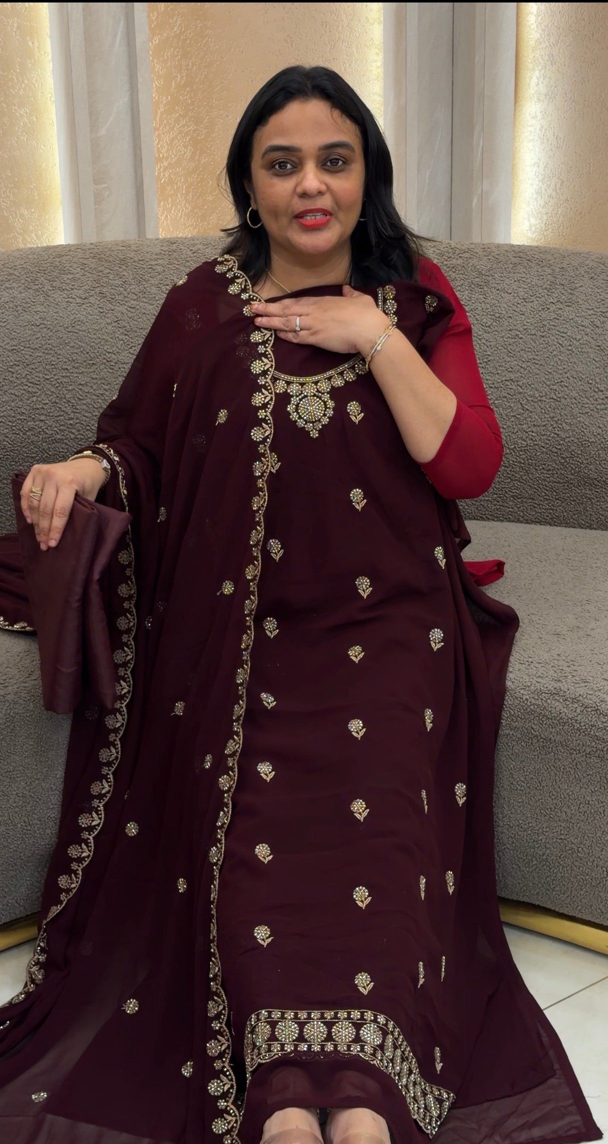 HANDWORKED UNSTITCHED SALWAR SUITS - IHA 32919
