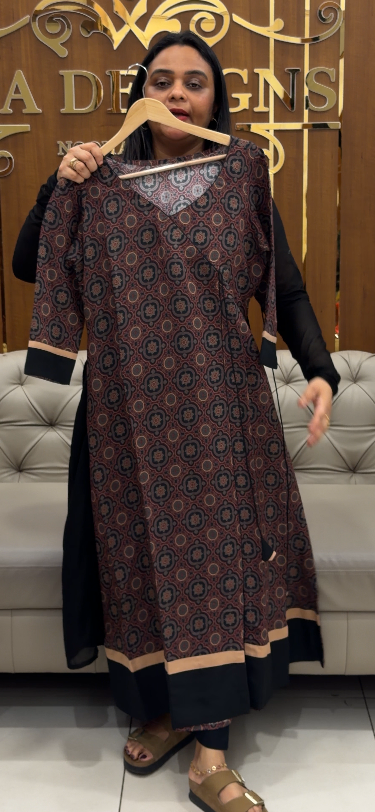 IHA'S IN-HOUSE PRINTED MUSLIN LONG TOPS - IHA 32757