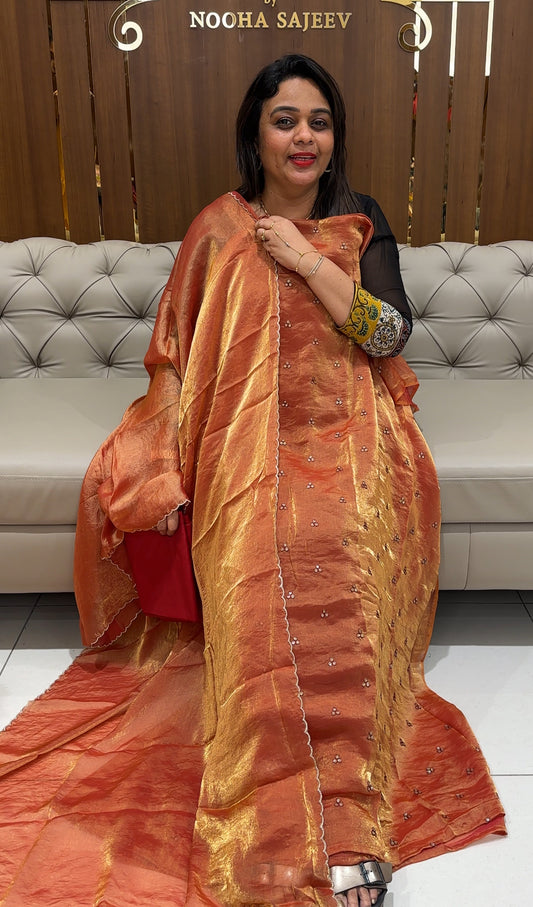 VELVET ORGANZA UNATITCHED SALWAR SUITS - IHA 24168