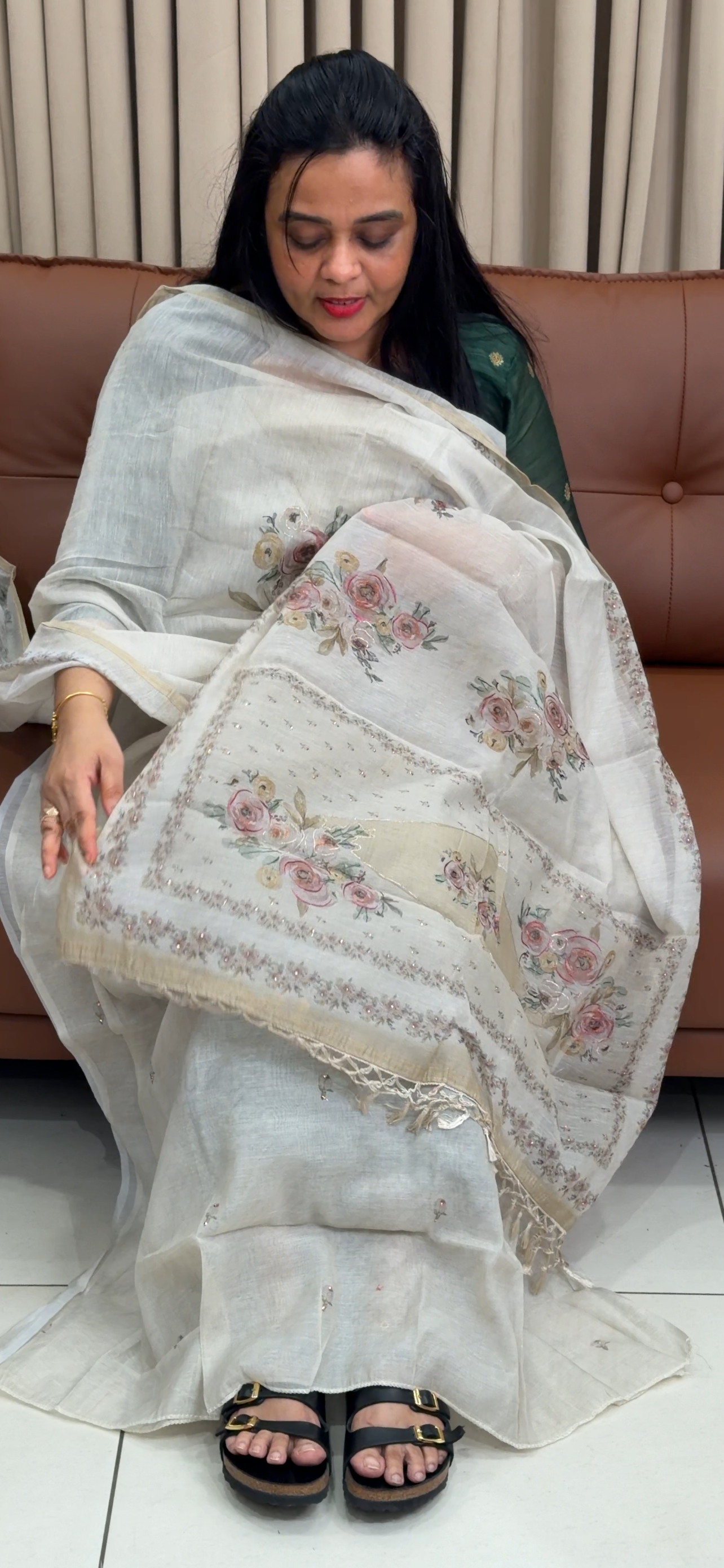 MALAI CHANDERI UNSTITCHED SALWAR SUITS - IHA 34810