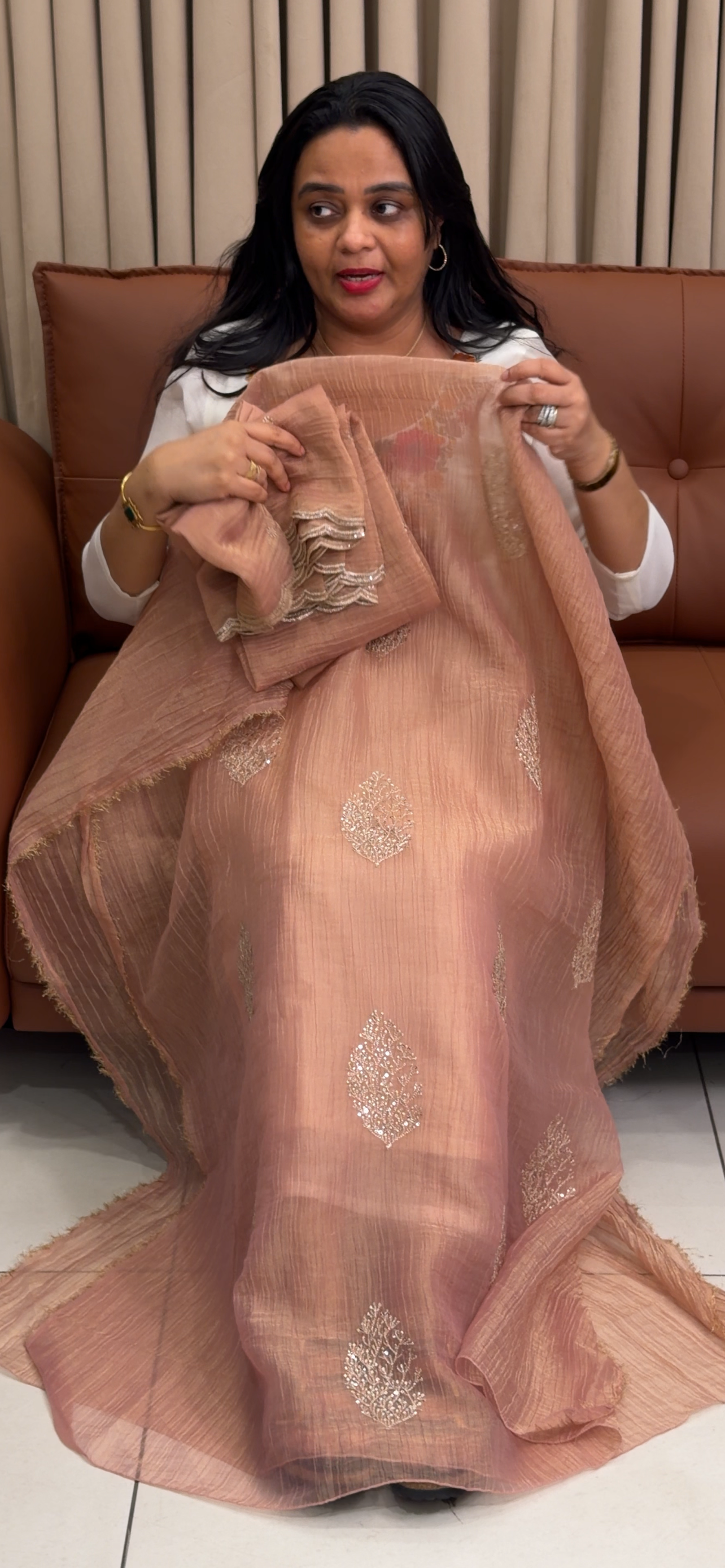 CRUSHED BANARASI TISSUE UNSTITCHED SALWAR SUITS - IHA 34894