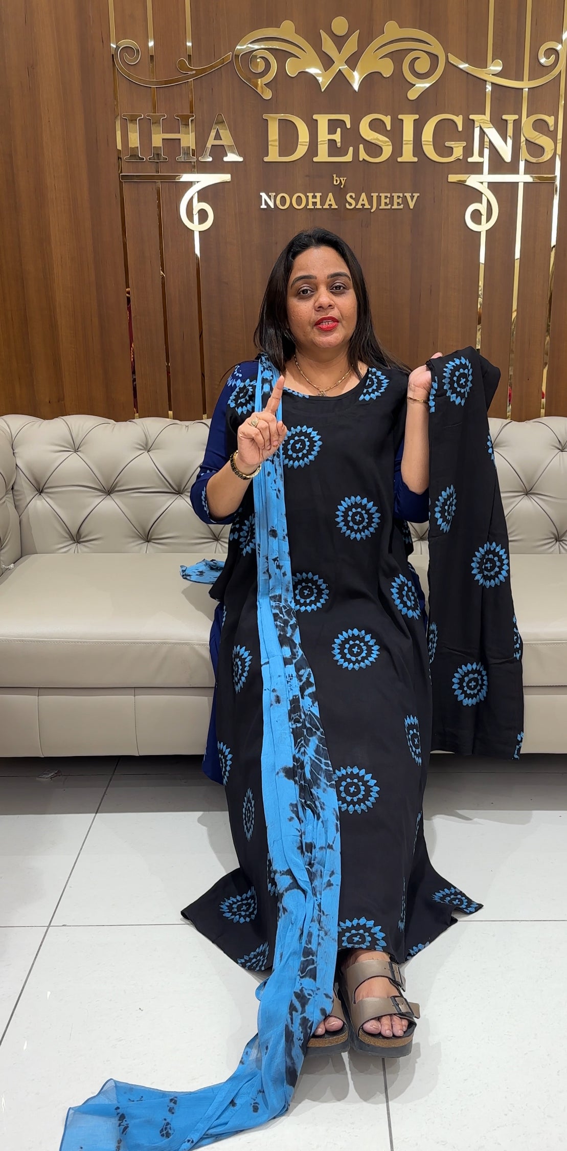 BATIK PRINTED RAYON  TOP,BOTTOM AND DUPATTA - IHA 28993