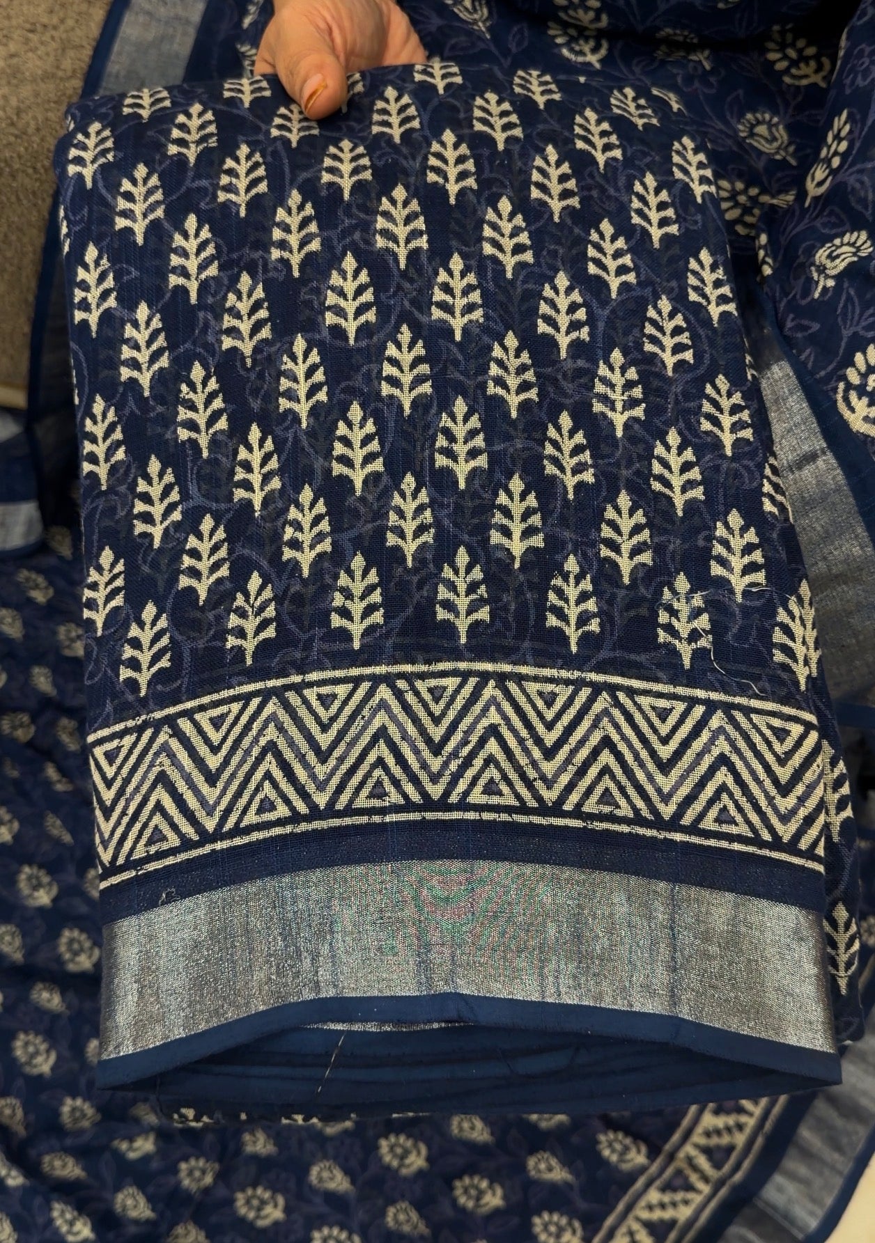PRINTED LINEN SAREES - IHA 33072