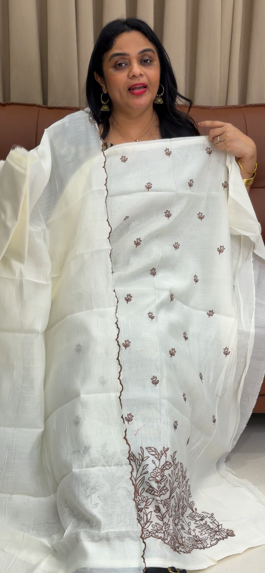 MALAI CHANDERI UNSTITCHED SALWAR SUITS - IHA 34136