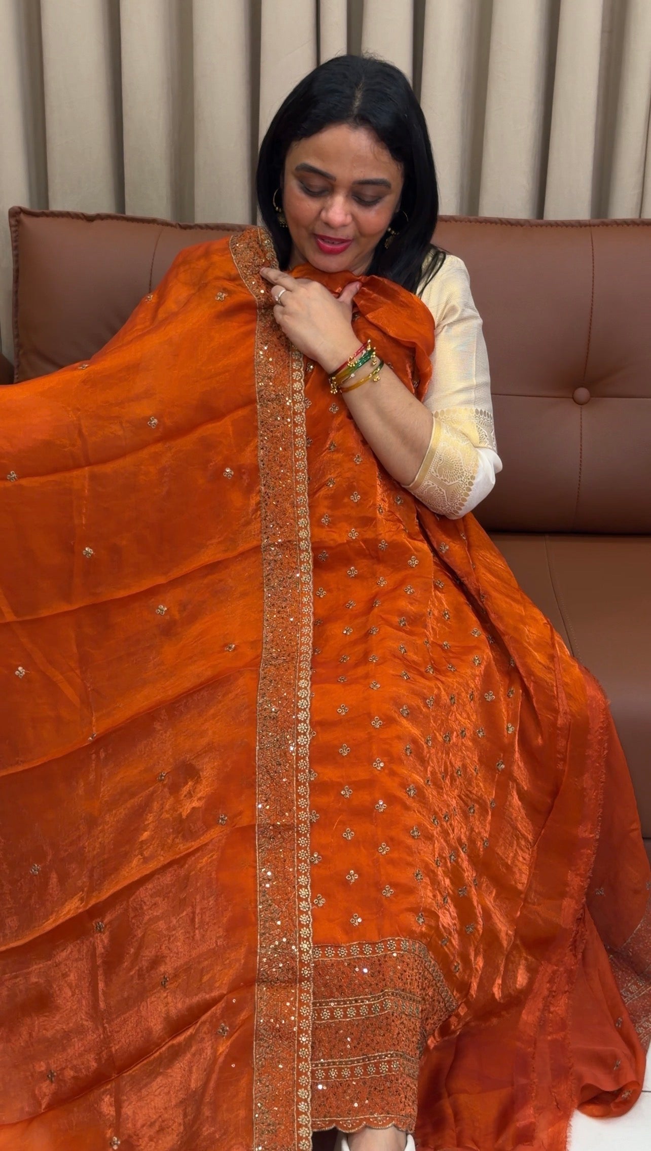 VELVET ORGANZA UNSTITCHED SALWAR SUITS - IHA 33847