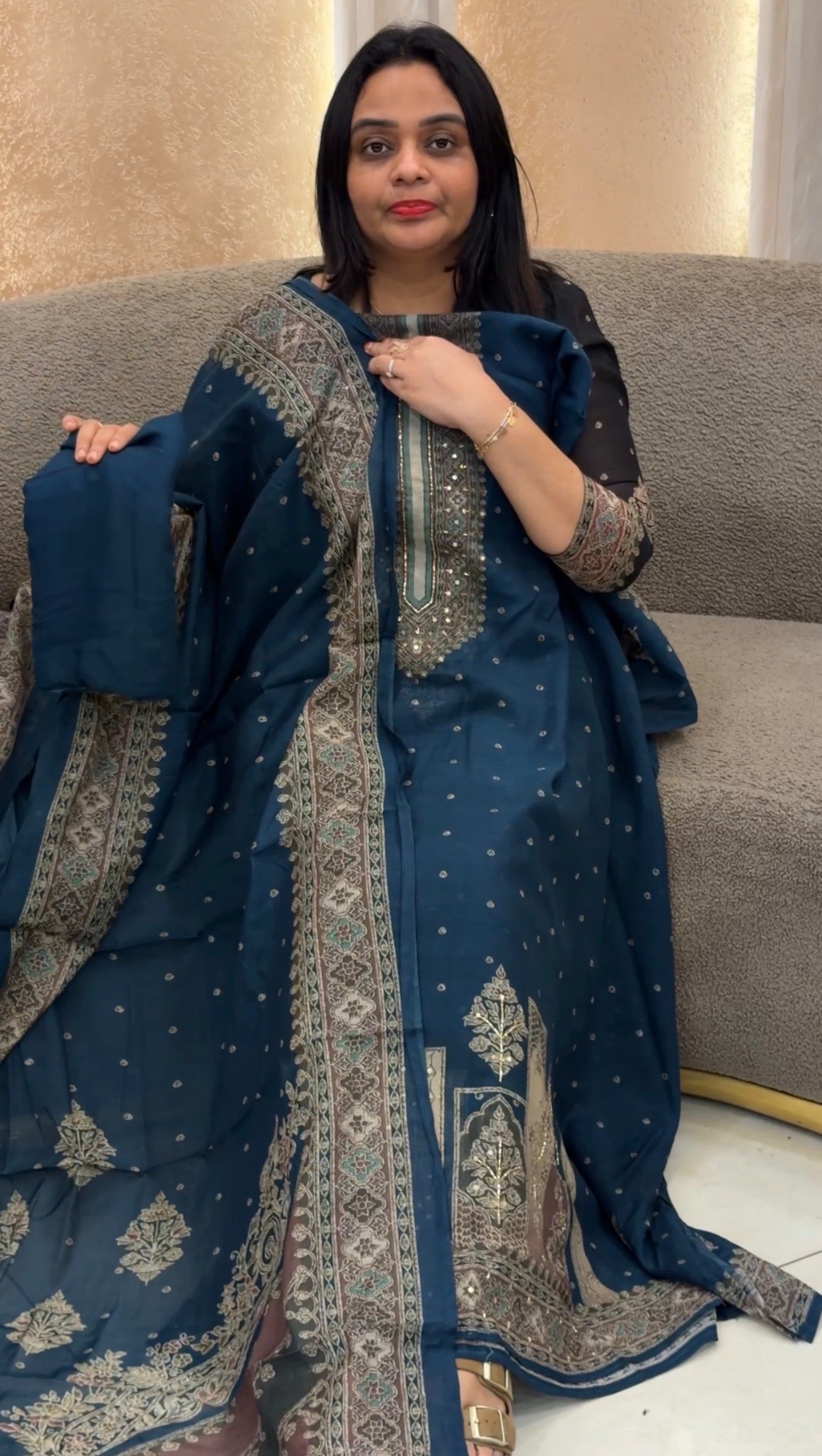 PRINTED MUL CHANDERI UNSTITCHED SALWAR SUITS - IHA 32861