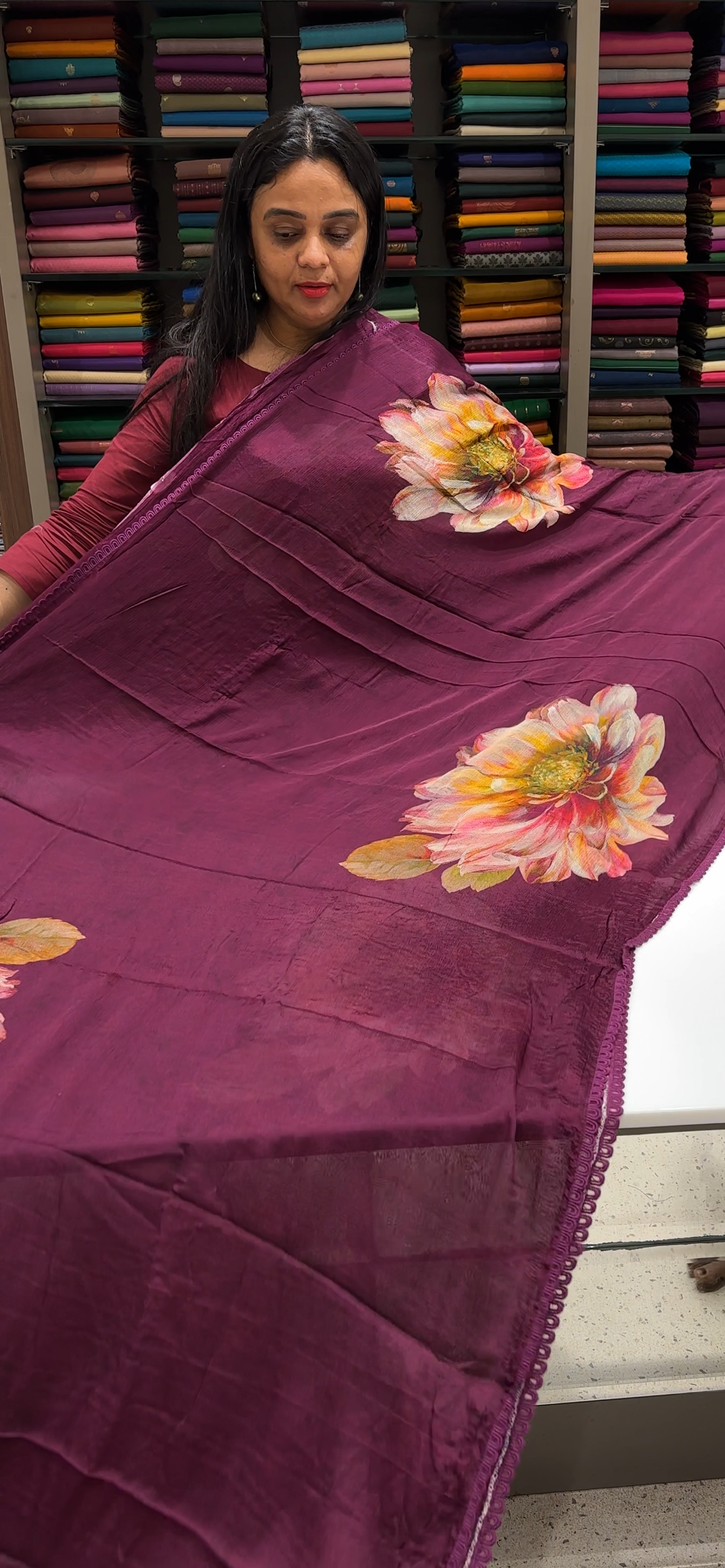 PRINTED CRAPE SAREES - IHA 35581