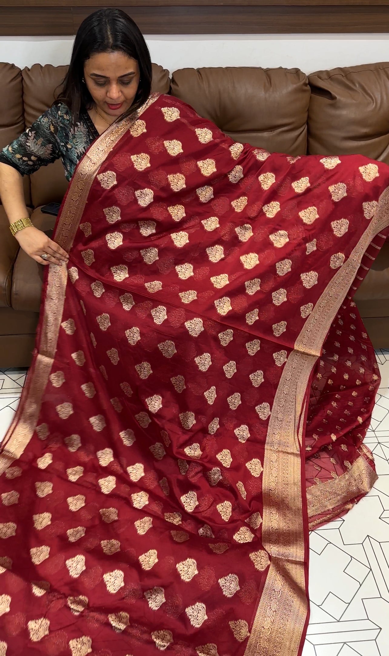 SEMI CRAPE BANARASI SAREES - IHA 19698