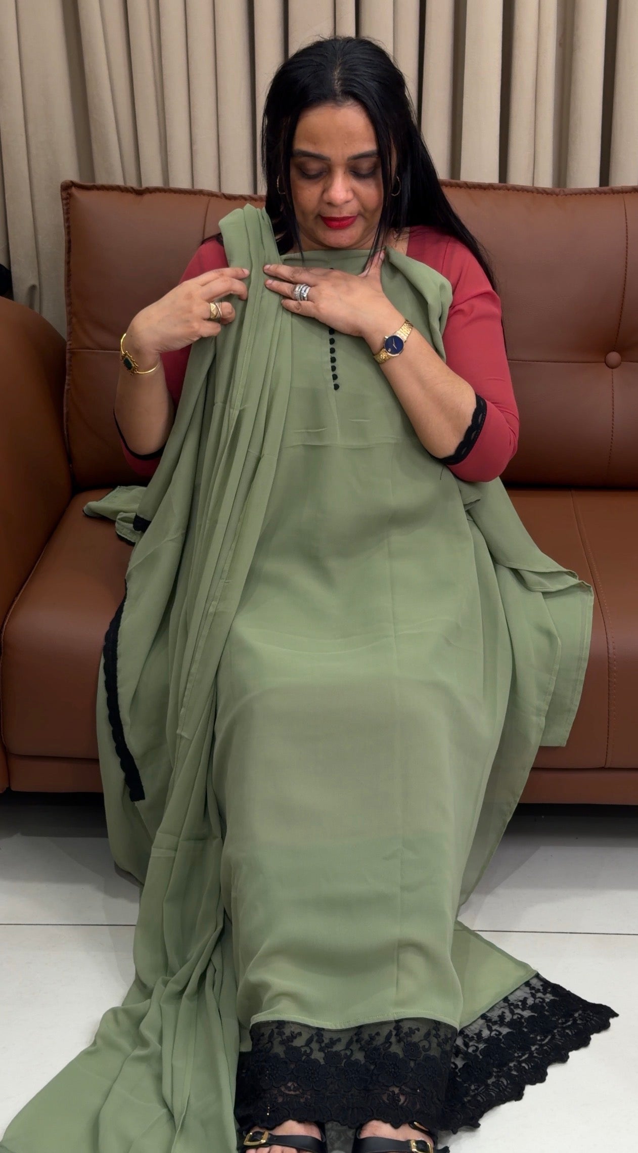 IHA'S IN-HOUSE FAUX GEORGETTE UNSTITCHED SALWAR SUITS - IHA 34673