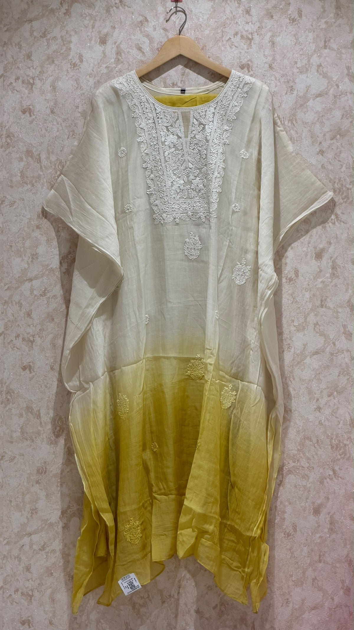 MUL CHANDERI KAFTAN TOP AND BOTTOM  - IHA 35896