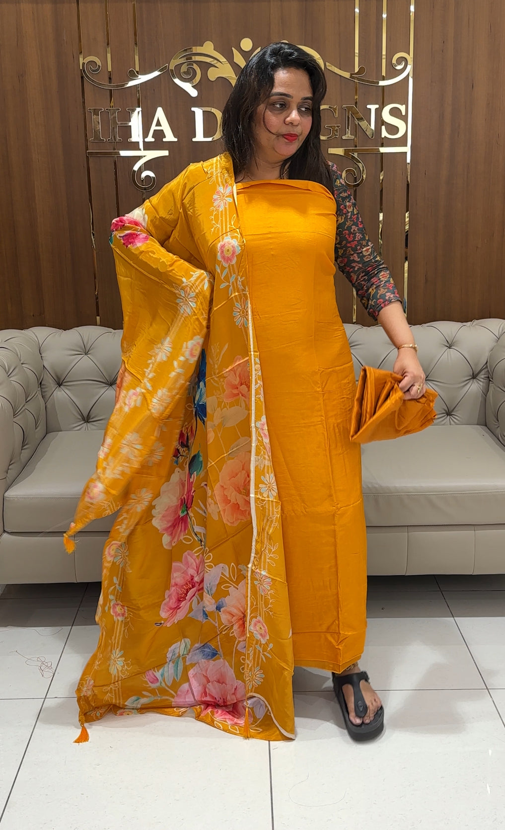 CRAPE SILK UNSTITCHED SALWAR SUITS - IHA 23393