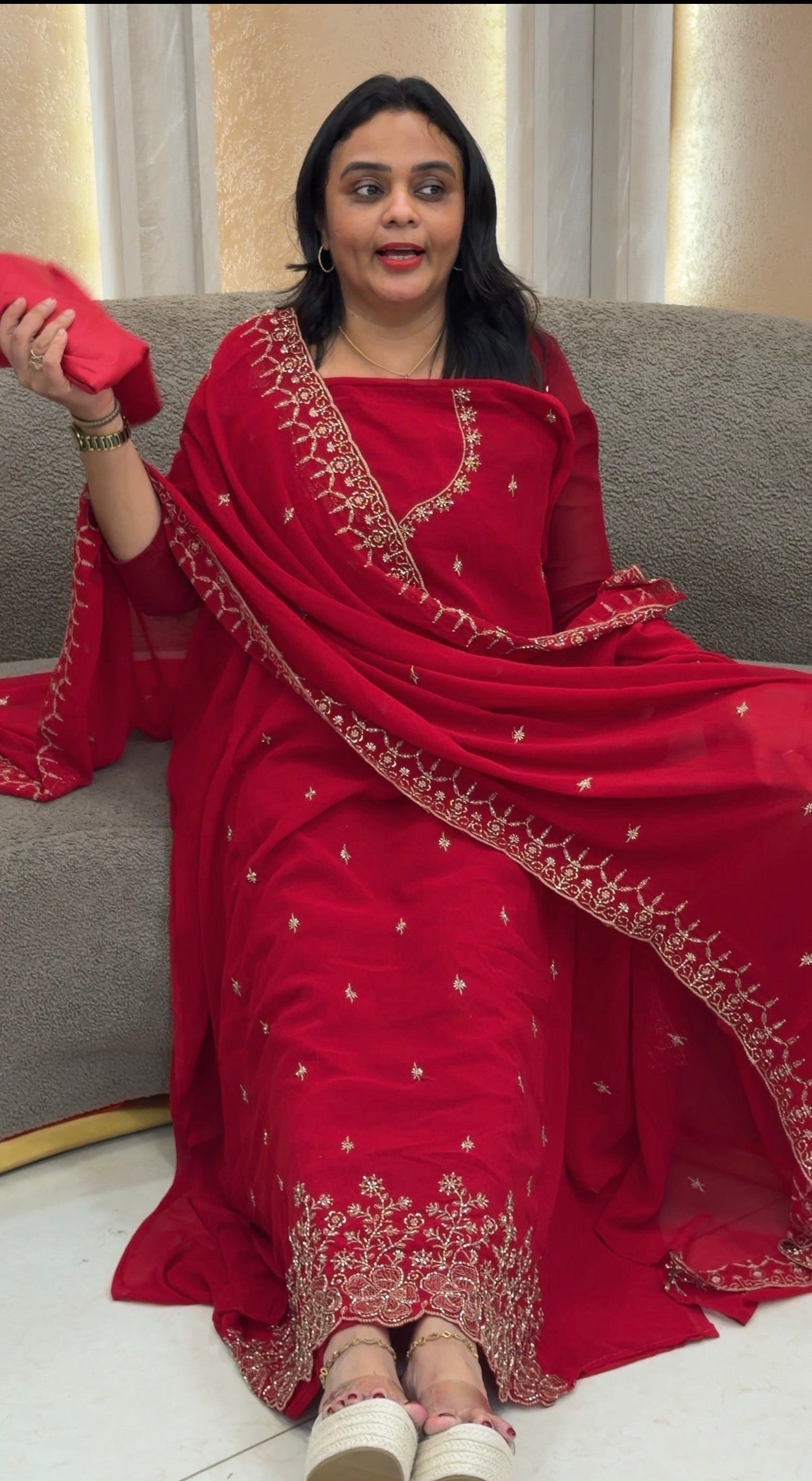 HANDWORKED UNSTITCHED SALWAR SUITS - IHA 32919
