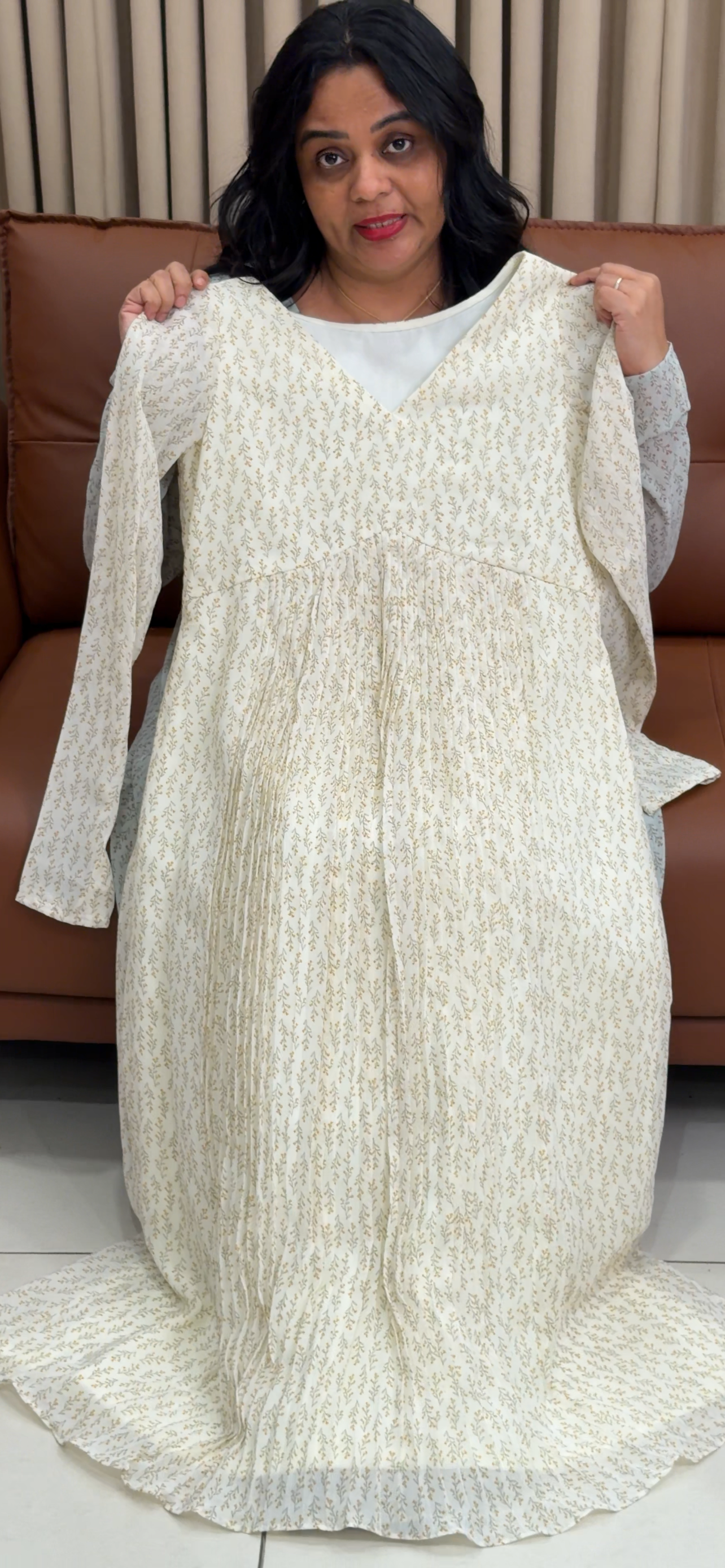 IHA'S IN-HOUSE PRINTED GEORGETTE LONG ALINE TOPS - IHA 34443