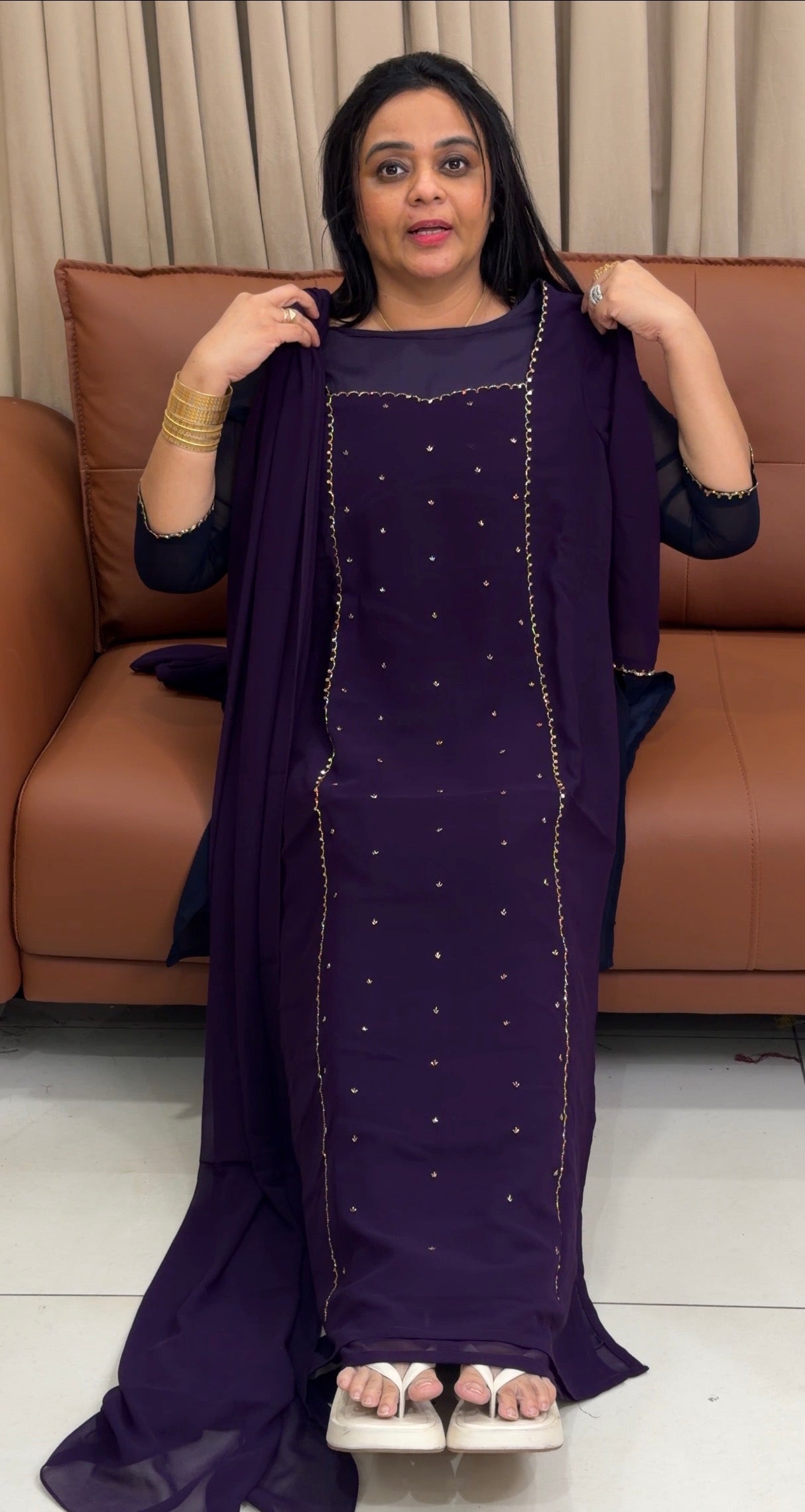 IHA'S IN-HOUSE GEORGETTE TOP,BOTTOM AND DUPATTA  - IHA 34963