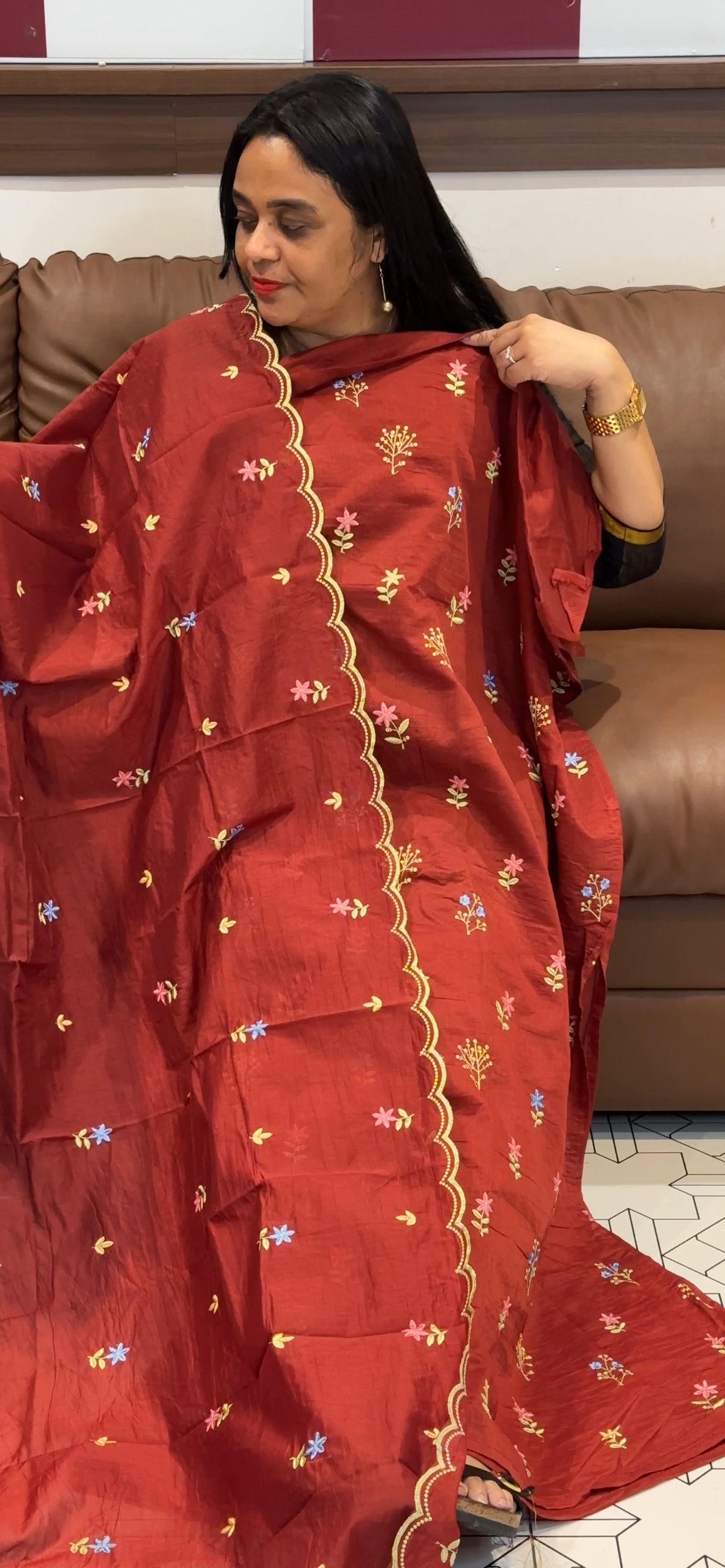 MUL CHANDERI UNSTITCHED SALWAR SUITS - IHA 35537