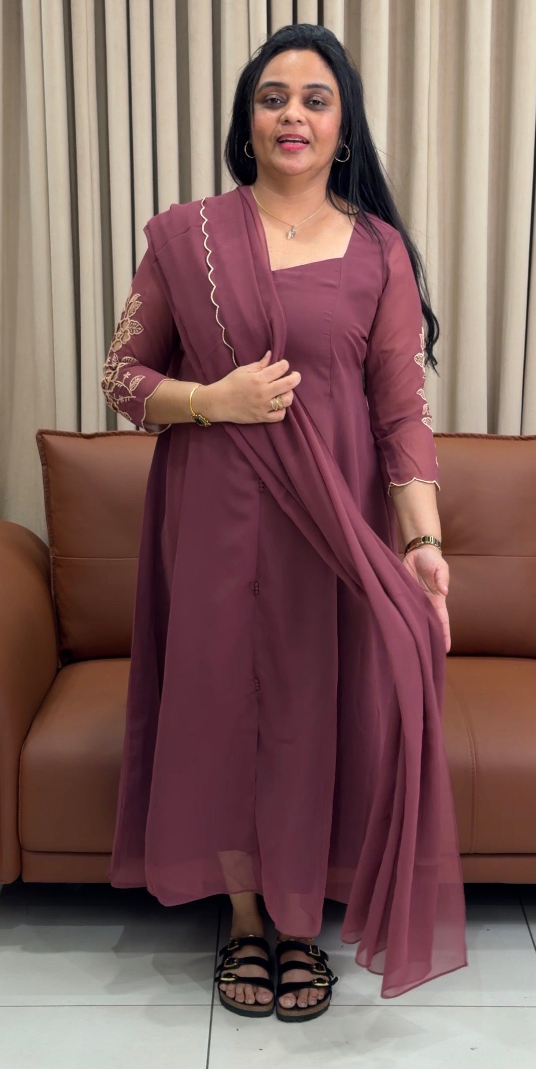 IHA'S IN-HOUSE GEORGETTE ALINE TOP AND DUPATTA - IHA 34943