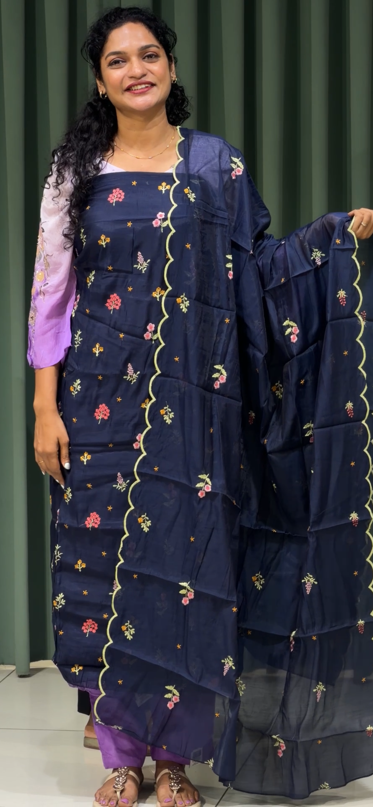 MALAI CHANDERI UNSTITCHED SALWAR SUITS - IHA 33410