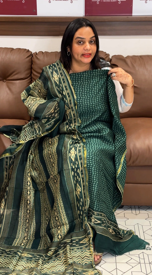 BLOCK PRINTED UNSTITCHED SALWAR SUITS - IHA 31552