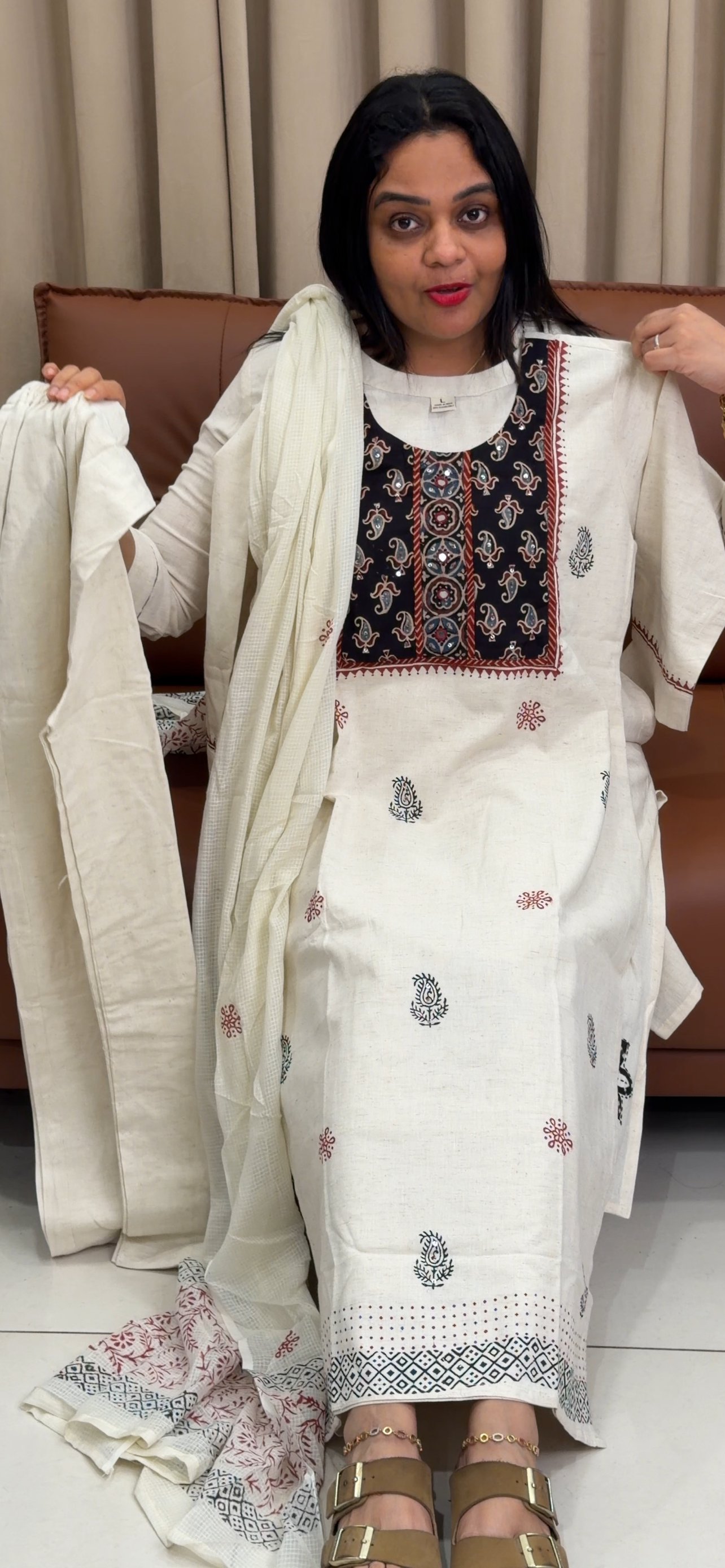 SLUB COTTON TOP, BOTTOM AND DUPATTA - IHA 33750