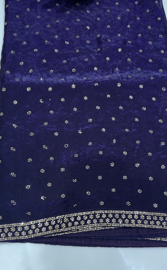 VELVET ORGANZA SAREES - IHA 26345