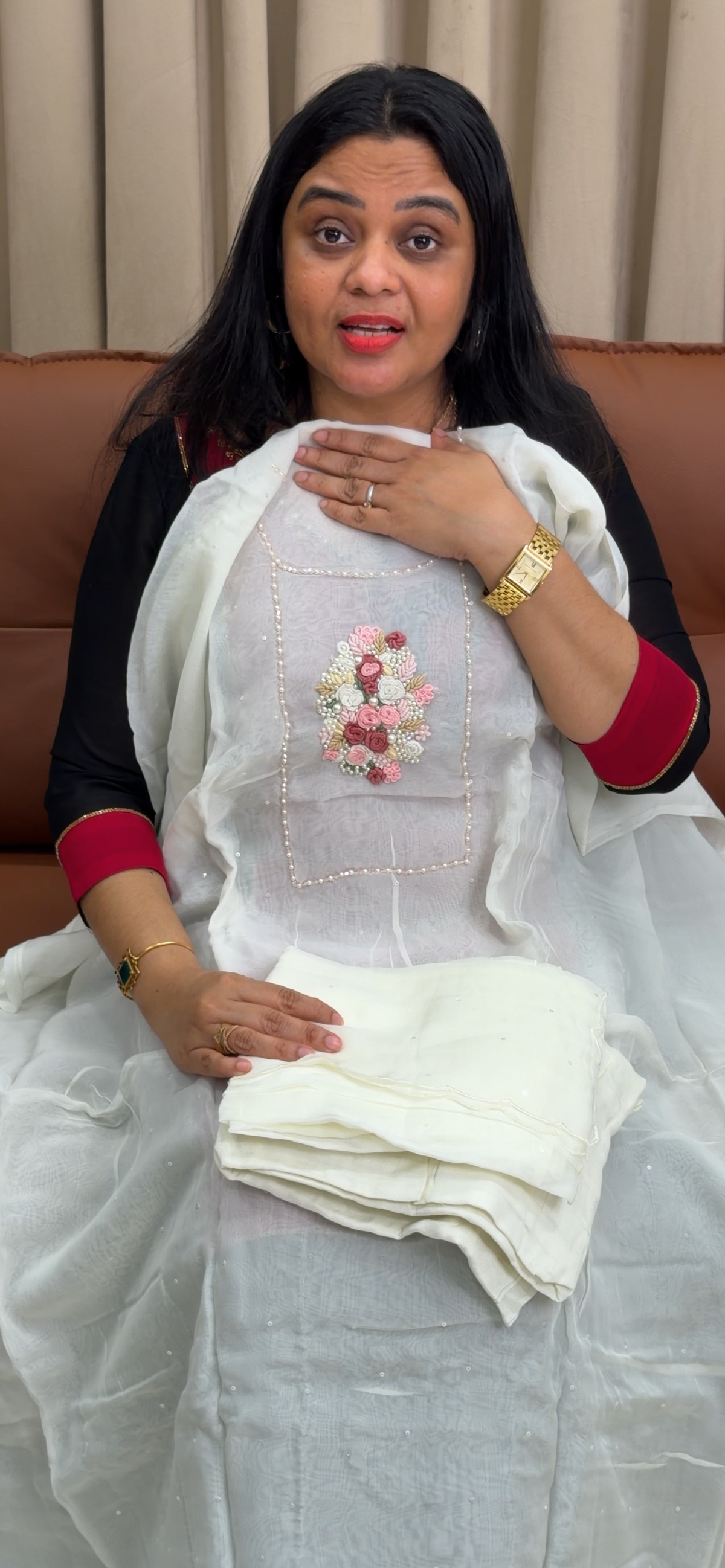 HANDWORKED UNSTITCHED SALWAR SUITS - IHA 35420