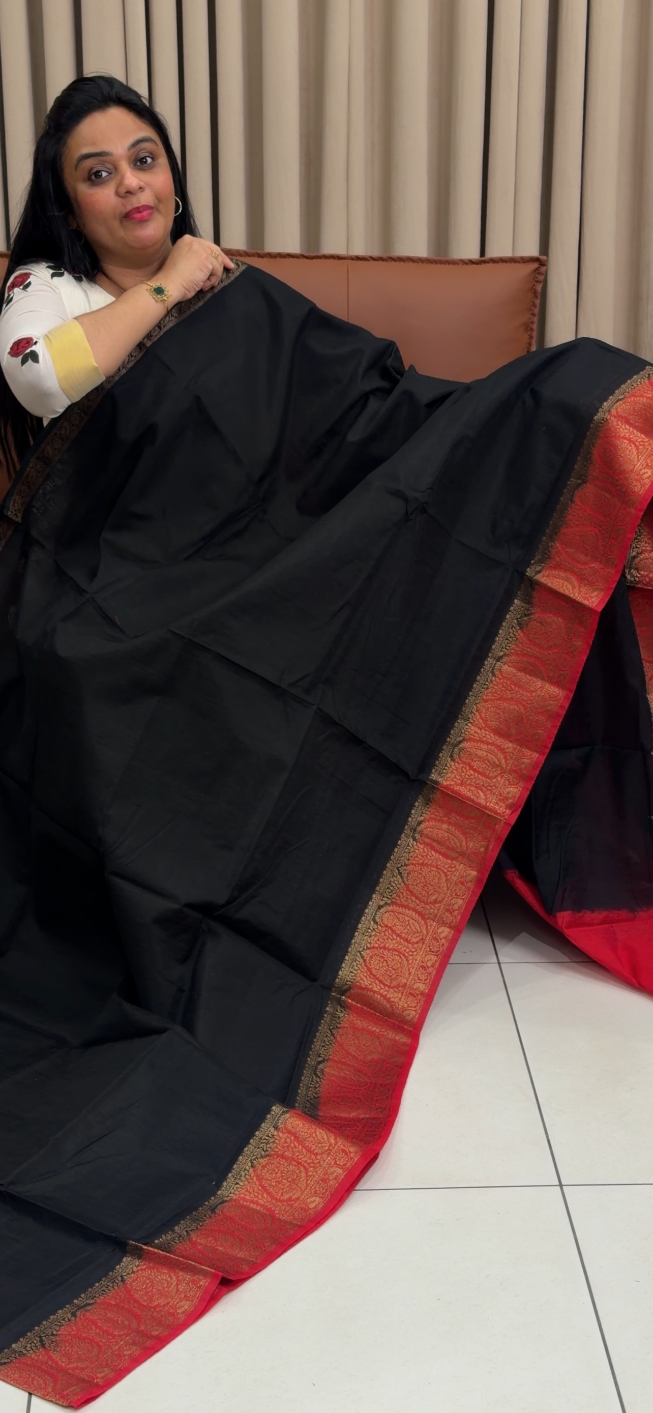 SEMI JUTE BANARASI SAREES - IHA 34937