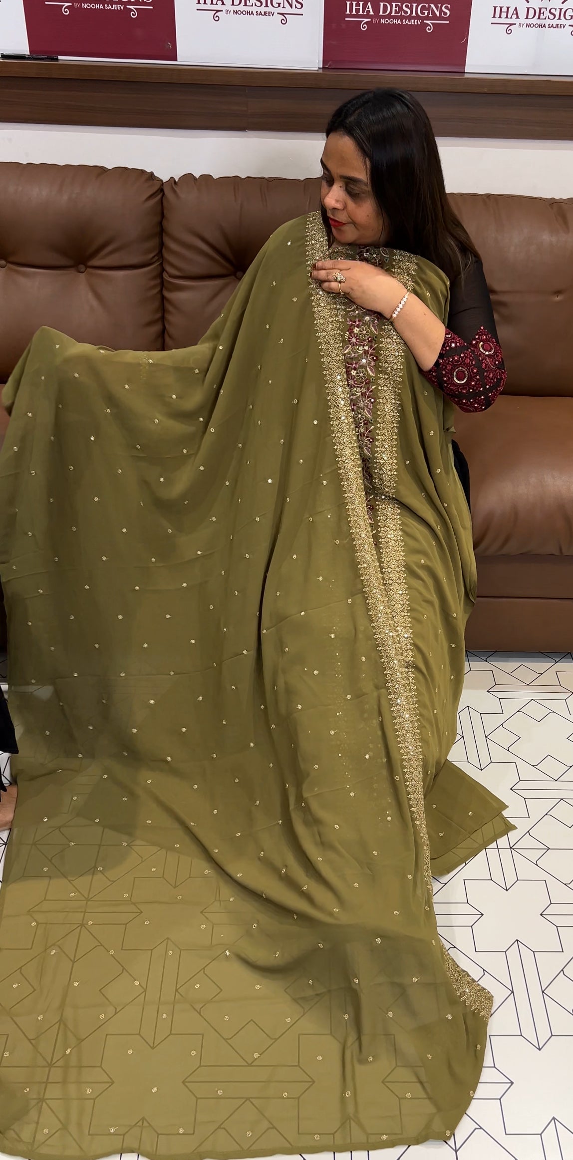 FAUX GEORGETTE UNSTITCHED SALWAR SUITS- IHA 22417