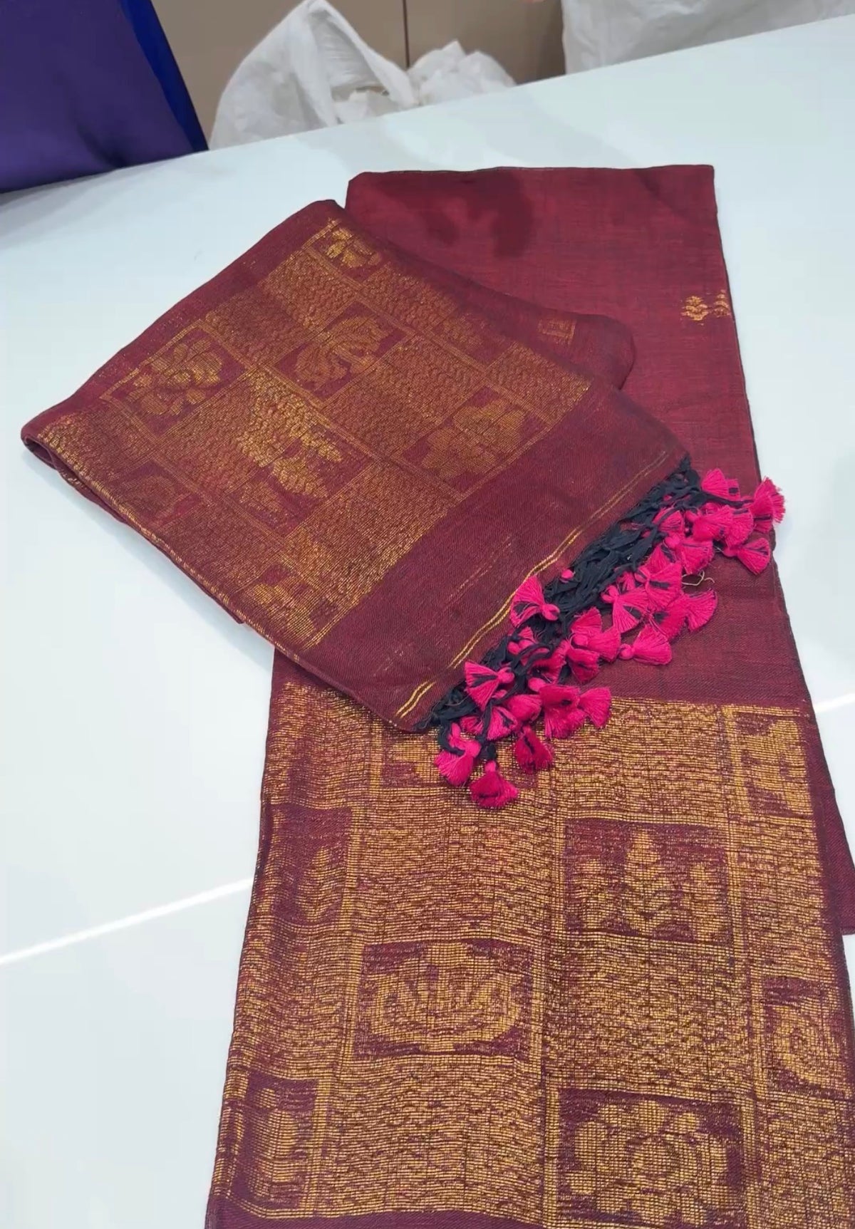 HANDLOOM LINEN TOP AND DUPATTA MATERIAL - IHA 35425