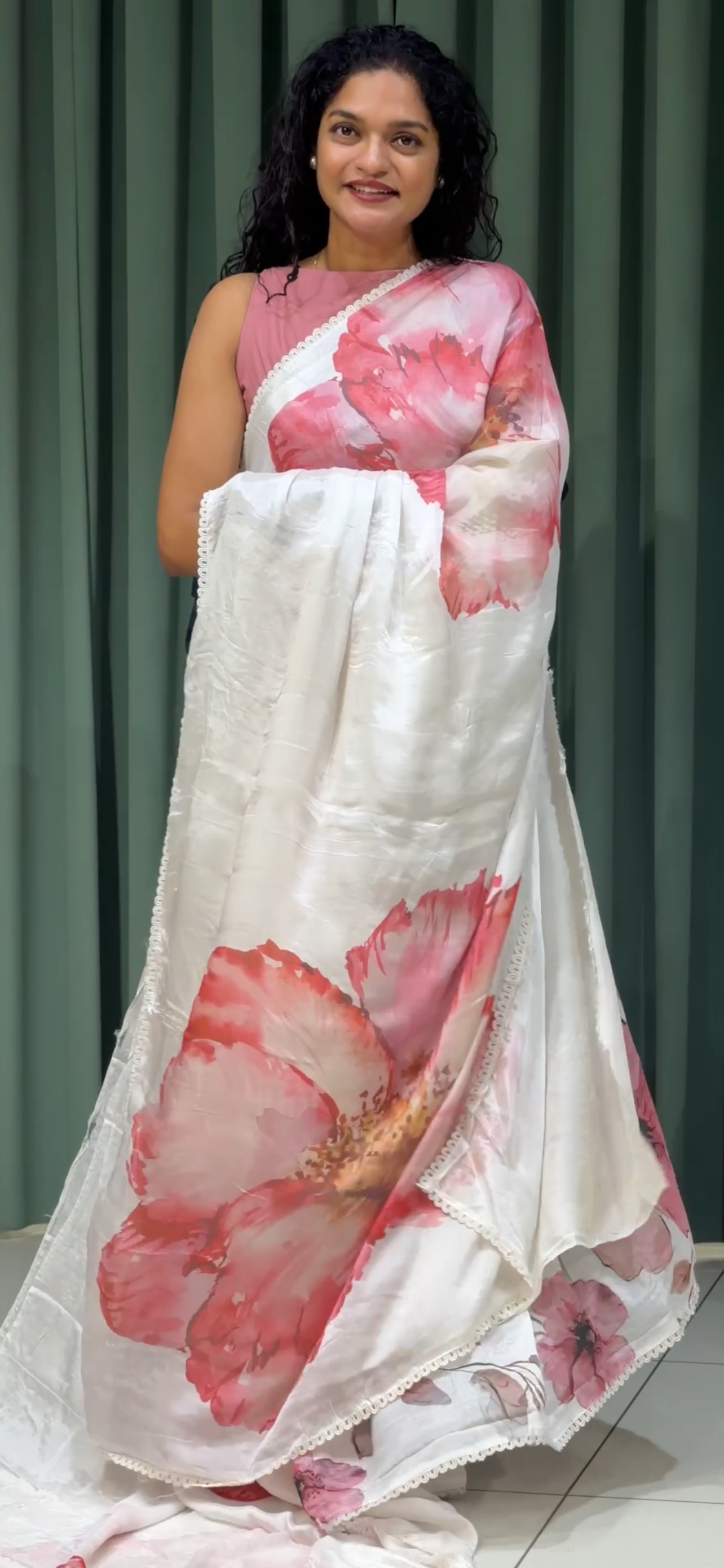 PRINTED CHINON SAREES - IHA 33187