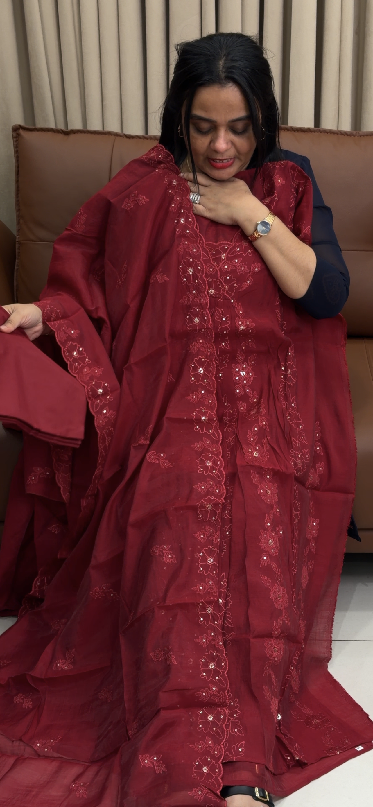 MALAI CHANDERI UNSTITCHED SALWAR SUITS - IHA 34676