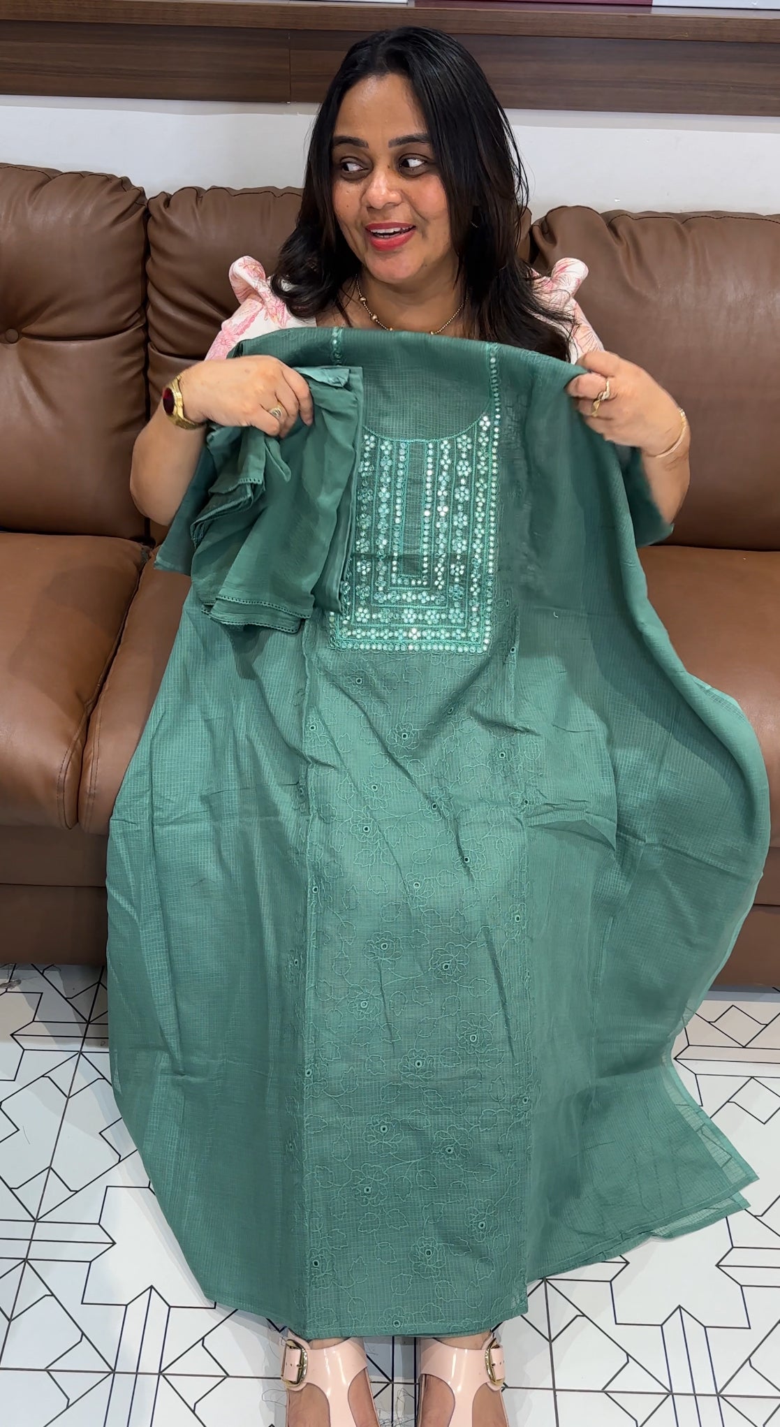 NET KOTA UNSTITCHED SALWAR SIUITS - IHA 27687