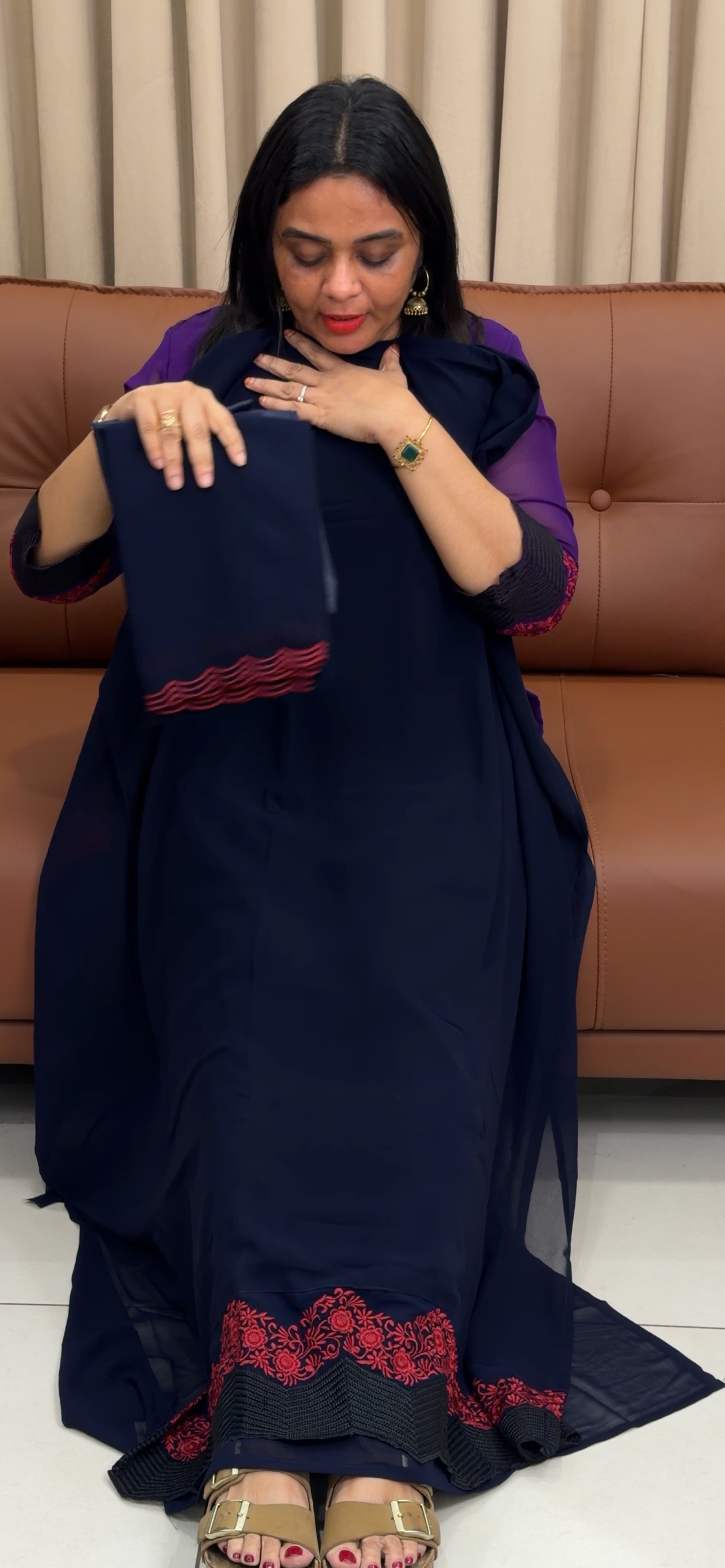 IHA'S IN-HOUSE SLITTED TOP, BOTTOM AND DUPATTA - IHA 33640