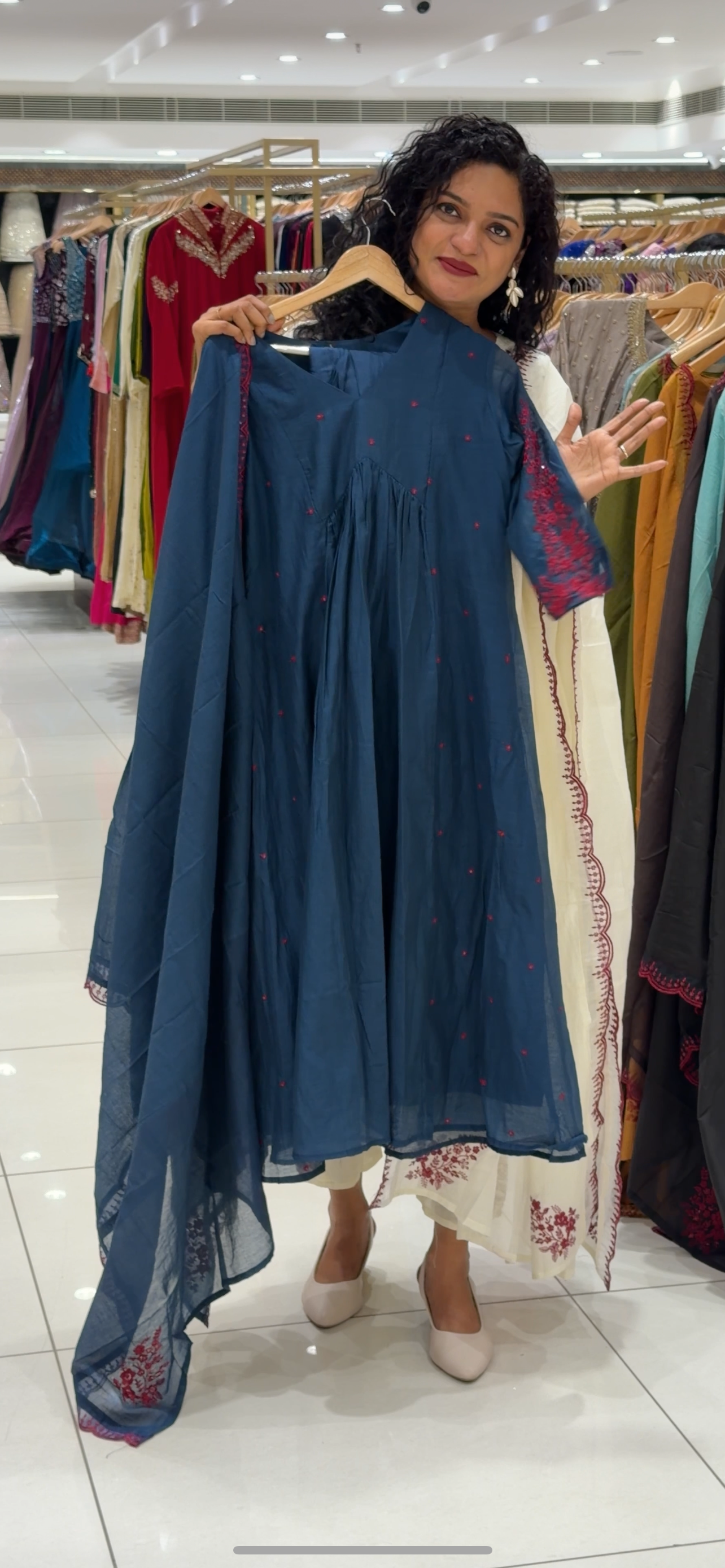 MALAI CHANDERI TOP, BOTTOM AND DUPATTA - IHA 29348