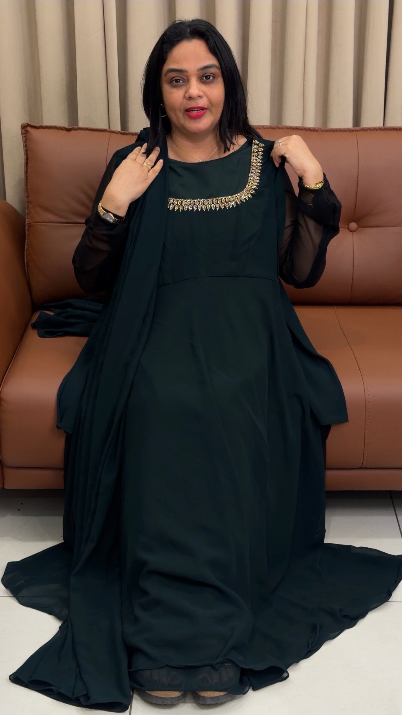 IHA'S IN-HOUSE GEORGETTE ANARKALI TOP AND DUPATTA - IHA 33739