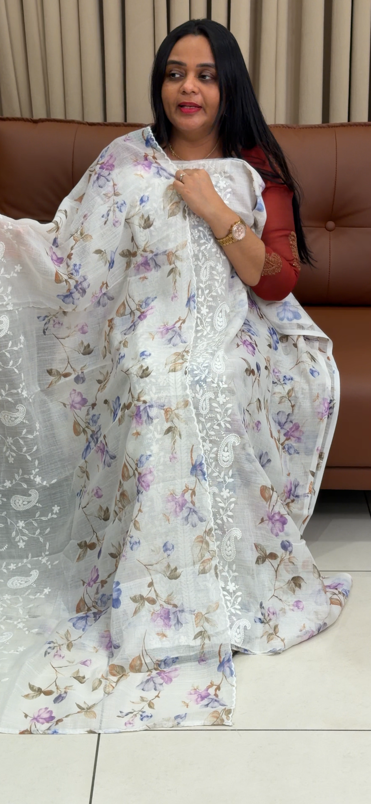 LINEN UNSTITCHED SALWAR SUITS - IHA 34700