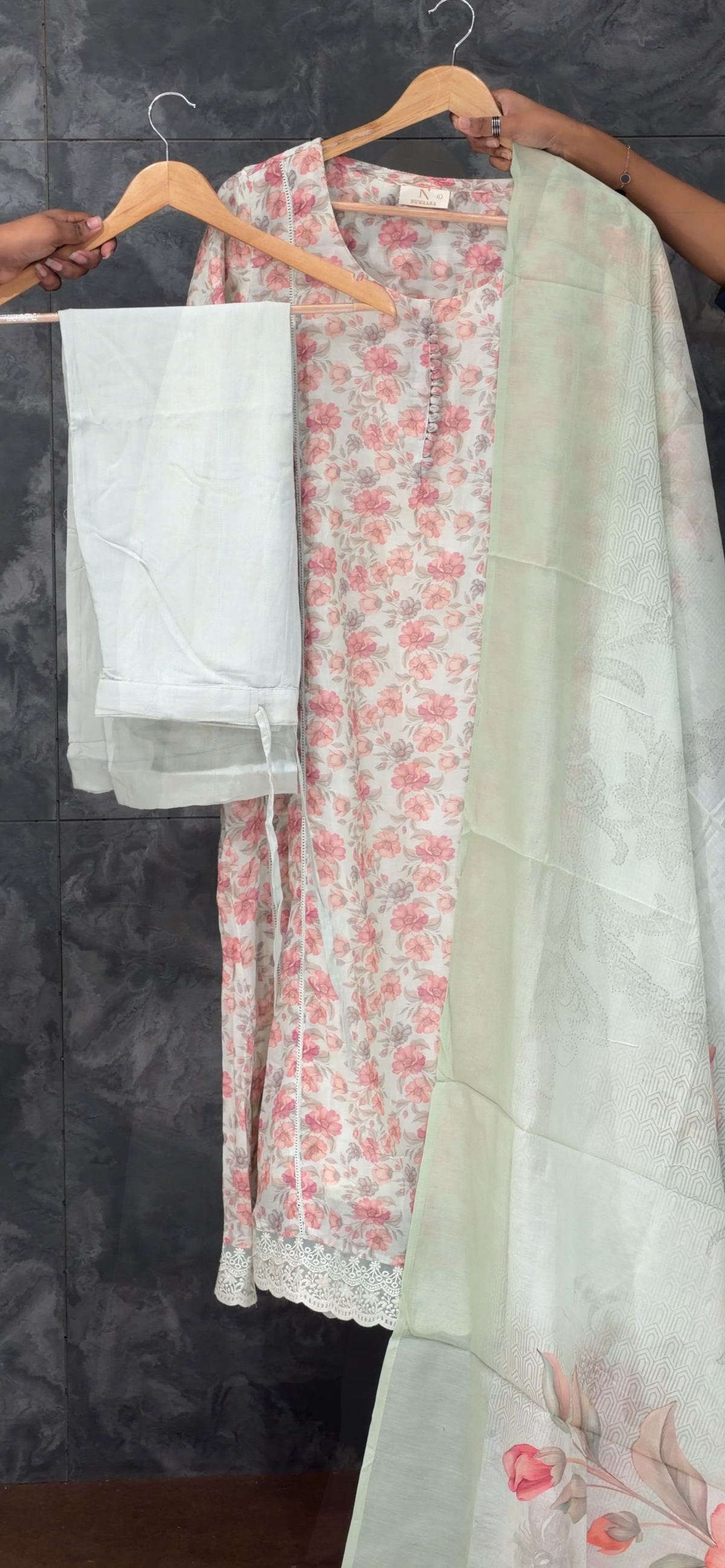 READY TO WEAR PRINTED TOP , BOTTOM AND DUPATTA - IHA 35990