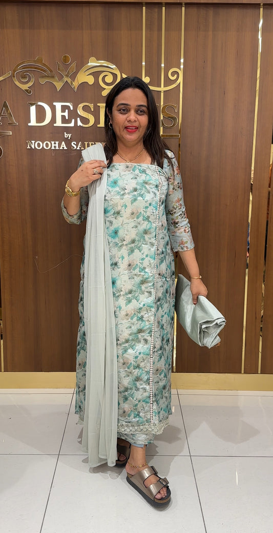 PRINTED TISSUE UNSTITCHED SALWAR SUITS - IHA 23121