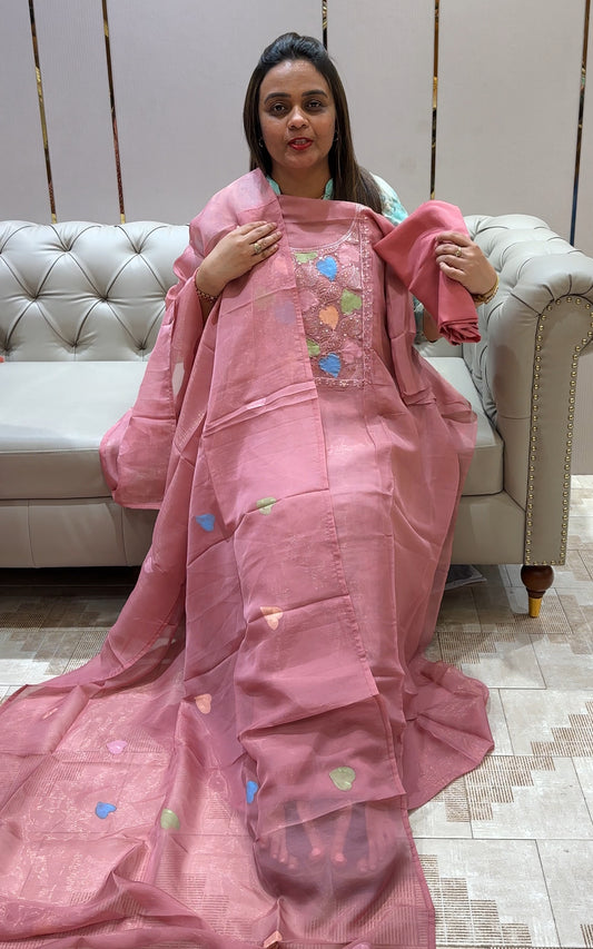 SHIMMER CHIFFON UNSTITCHED SALWAR SUITS - IHA 21711