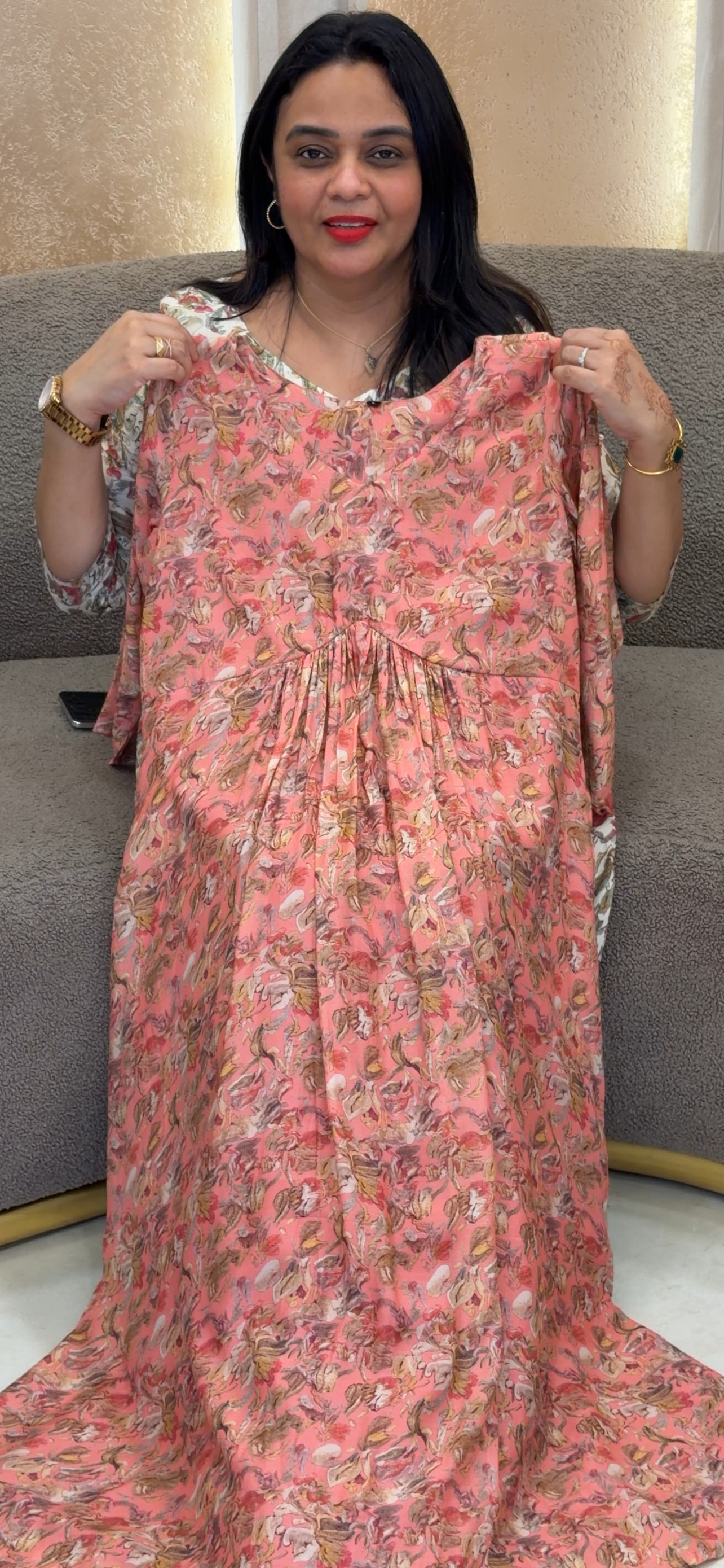 MUSLIN PRINTED LONG TOPS - IHA 33121