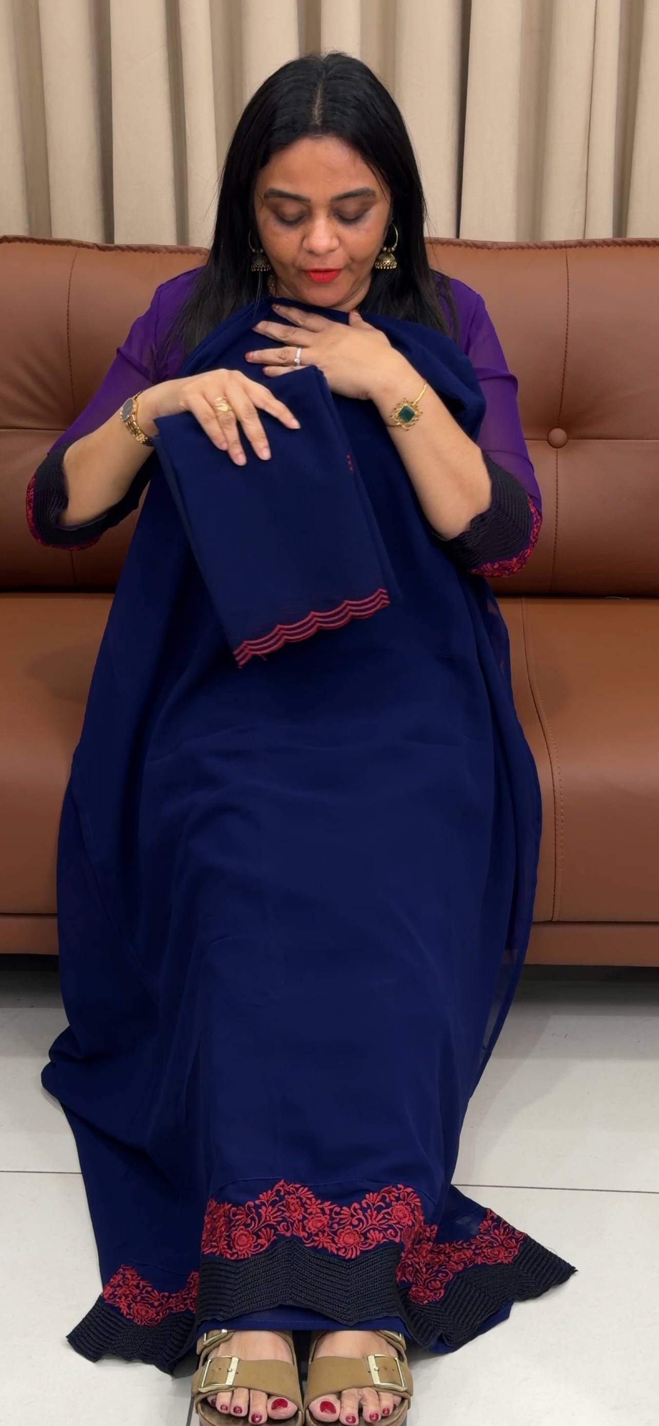 IHA'S IN-HOUSE SLITTED TOP, BOTTOM AND DUPATTA - IHA 33640