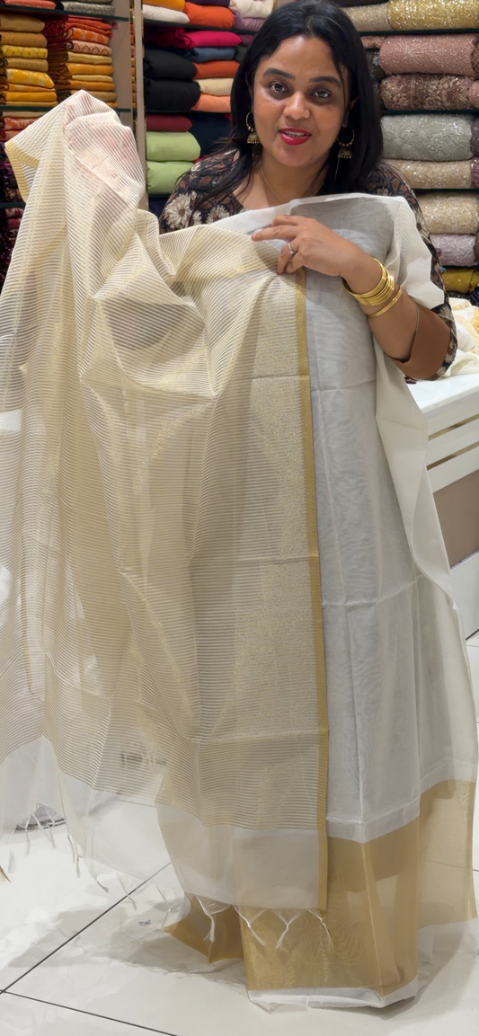 MALAI CHANDERI UNSTITCHED SALWAR SUITS - IHA 34121