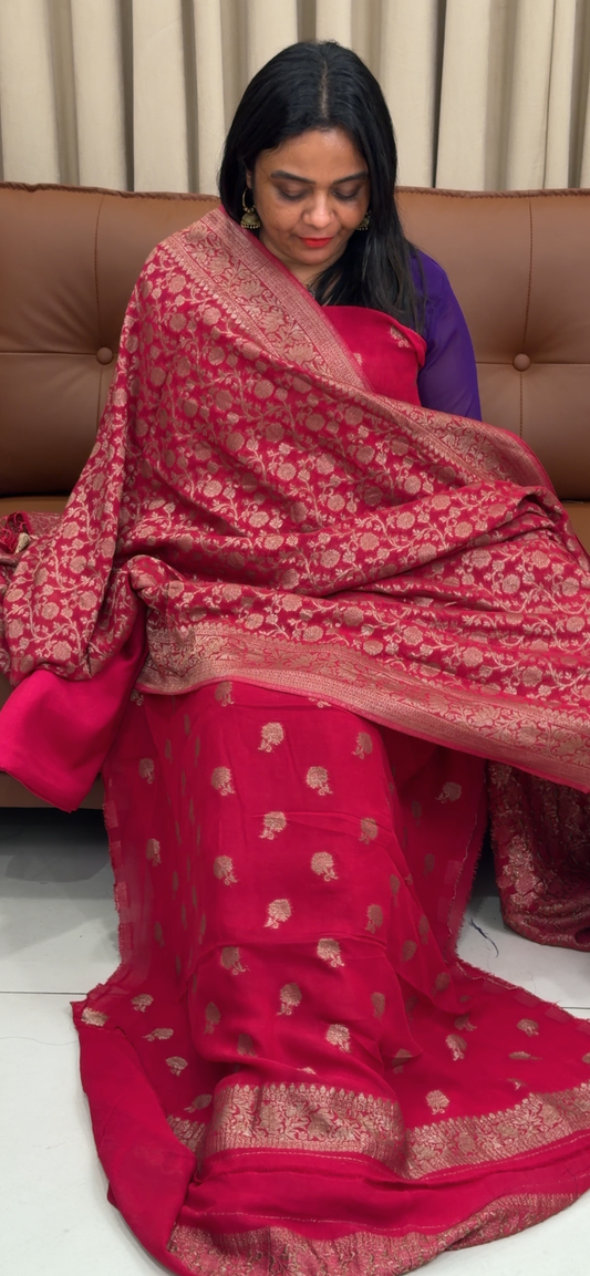 VISCOSE GEORGETTE BANARSI UNSTITCEHD SALWAR SUIST - IHA 33672