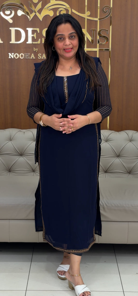 IHA'S IN-HOUSE GEORGETTE TOP,BOTTOM AND DUPATTA - IHA 29301