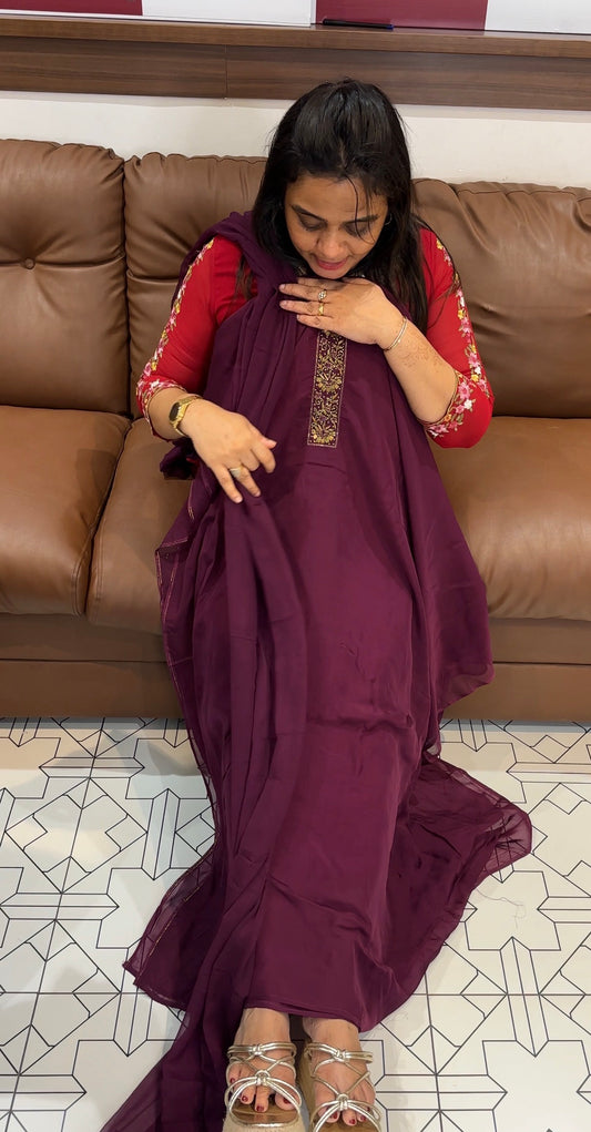 HAND WORKED ORGANZA UNSTITCHED SALWAR SUITS - IHA 27773