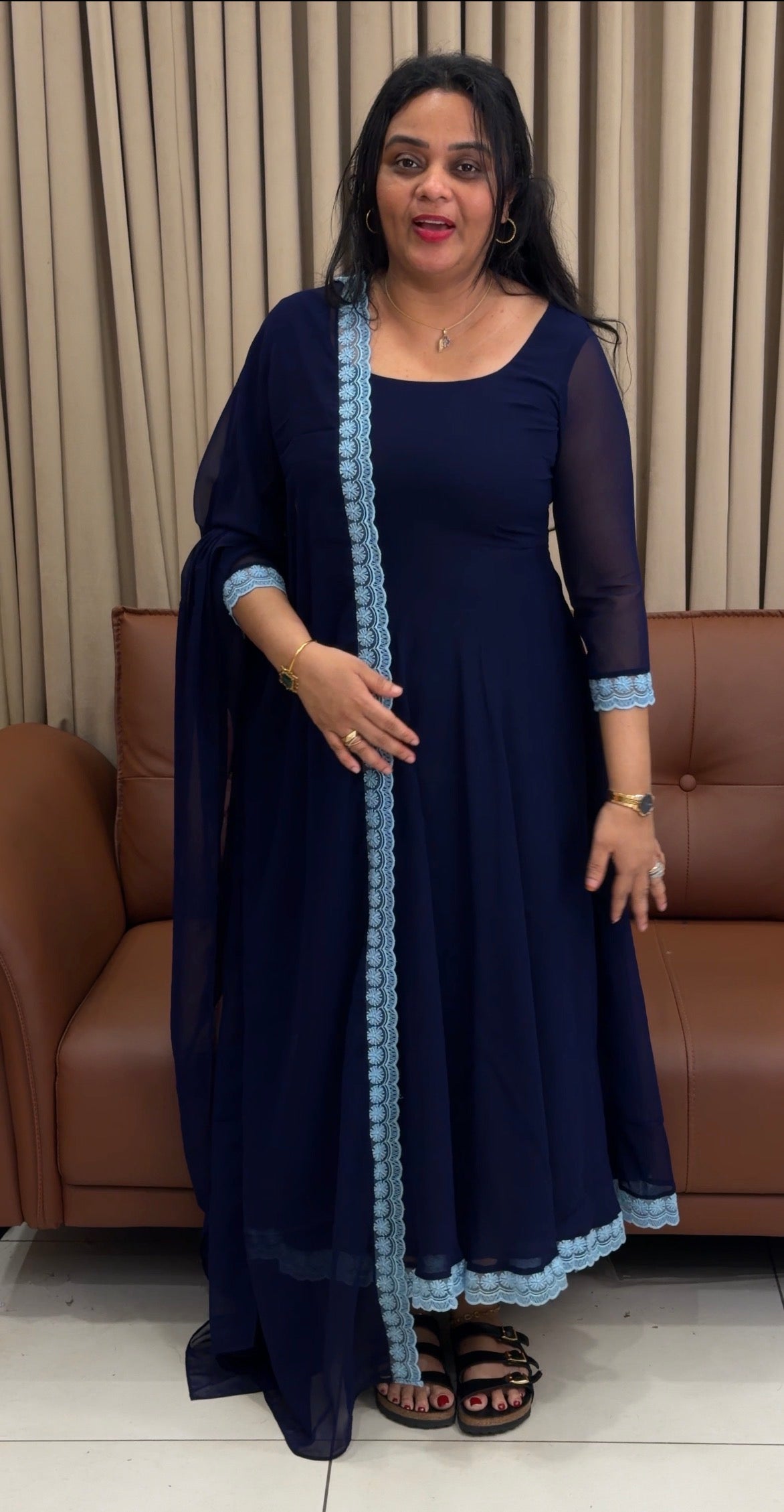 IHA'S IN-HOUSE GEORGETTE ANARKALI TOP AND DUPATTA - IHA 34620