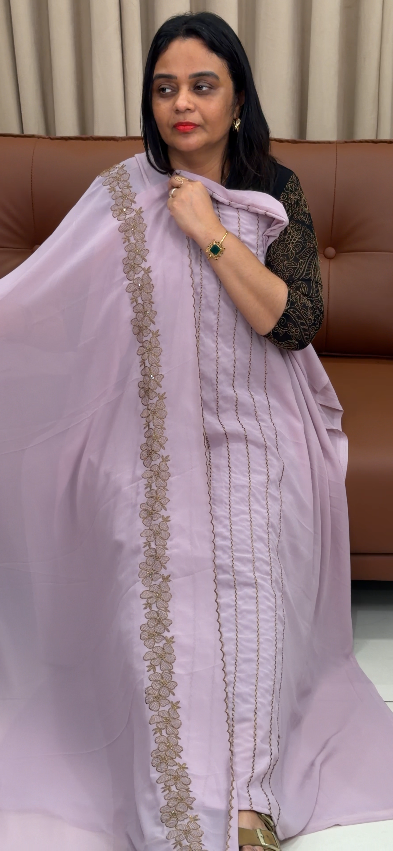 HAND WORKED UNSTITCHED SALWAR SUITS - IHA 33457