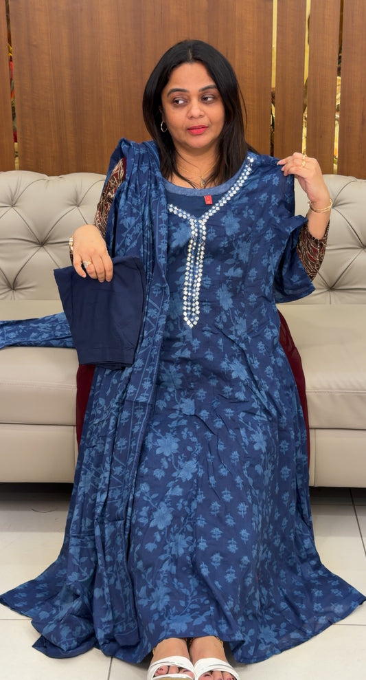 PRINTED ANARKALI TOP,BOTTOM AND DUPATTA - IHA 29212