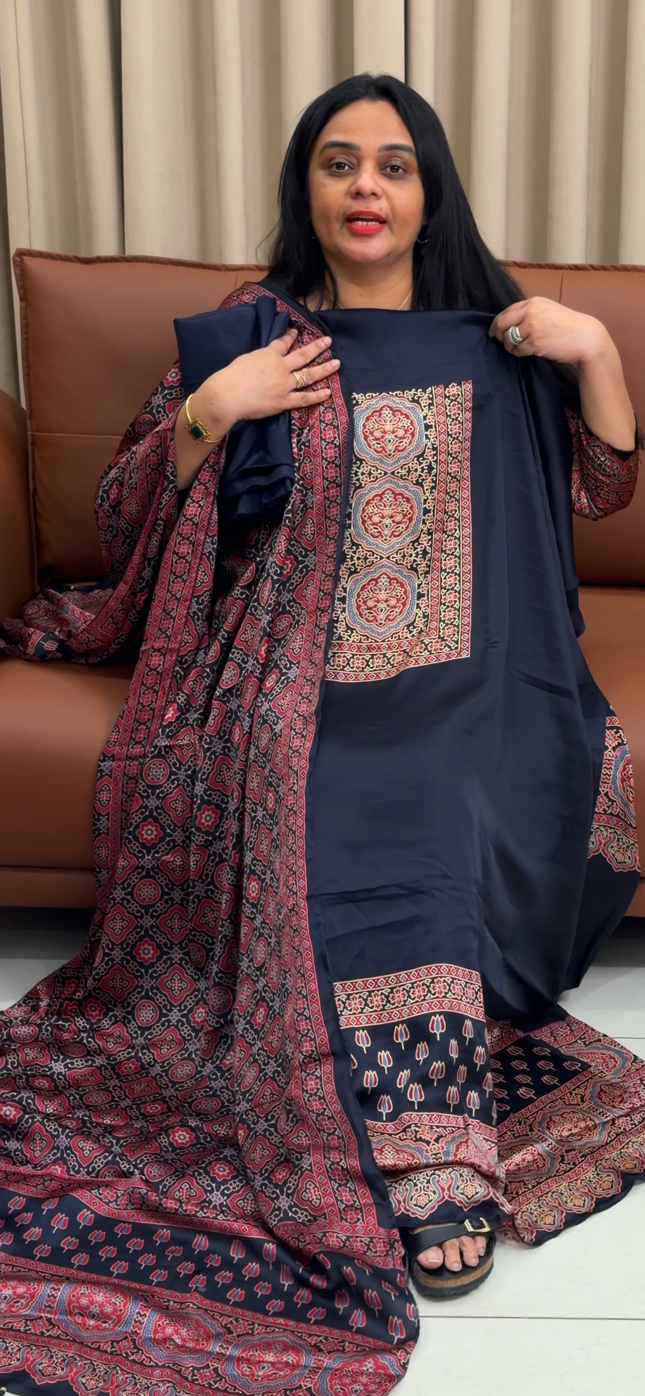 AJRAKH PRINTED MODAL UNSTITCHED SALWAR SUITS - IHA 35264