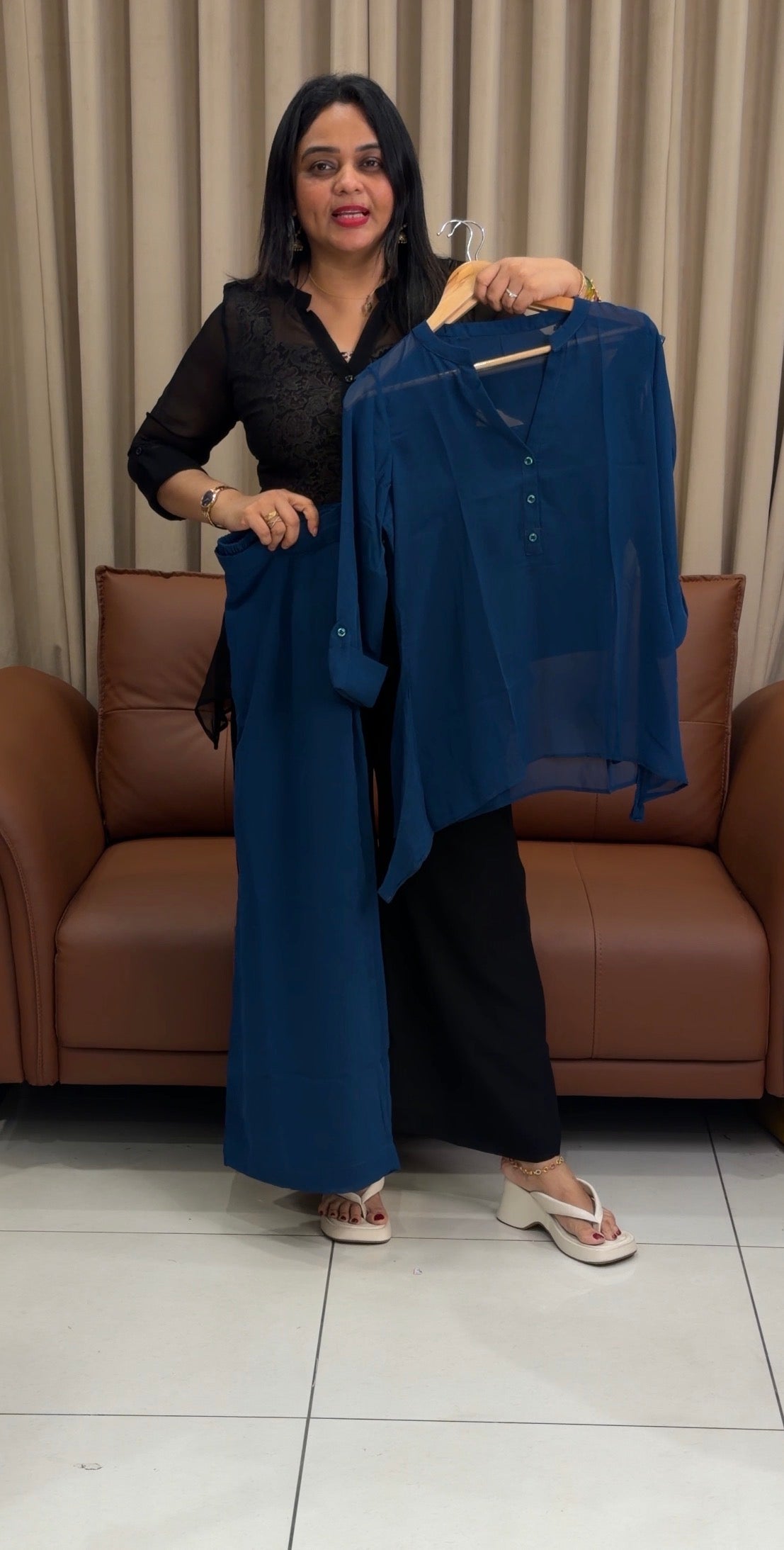 IHA'S IN-HOUSE GEORGETTE SHORT CO-ORDS SETS - IHA 33848